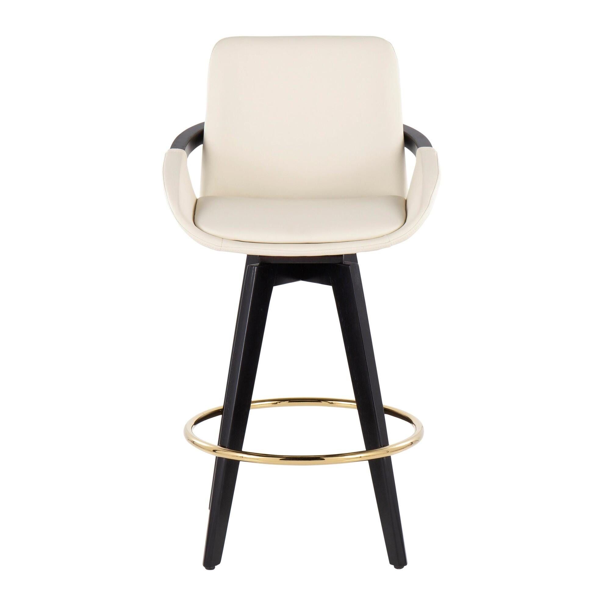 LumiSource Cosmo Counter Height Bar Stool (Set of 2), Cream, large