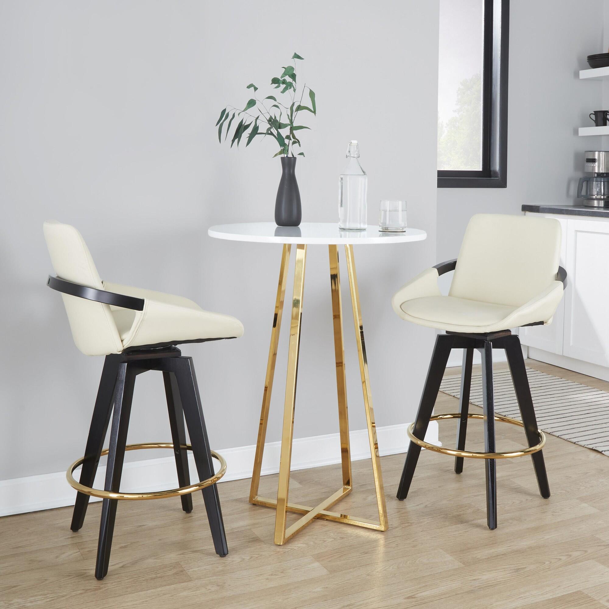 LumiSource Cosmo Counter Height Bar Stool (Set of 2), Cream, large