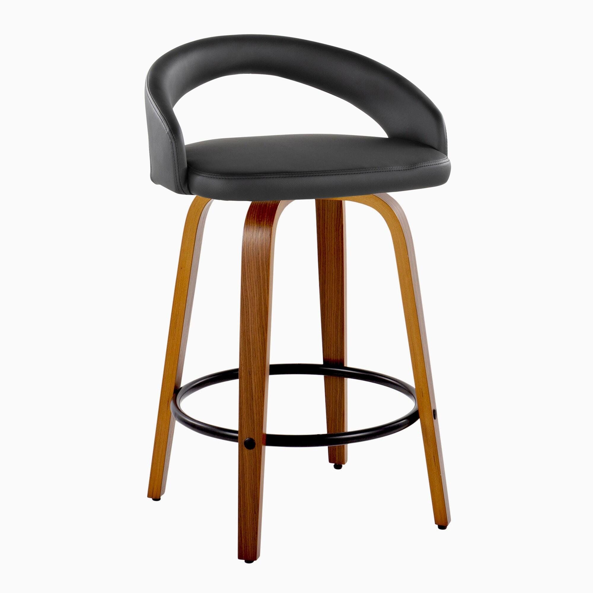 LumiSource Grotto Counter Height Bar Stool (Set of 2), Black, large