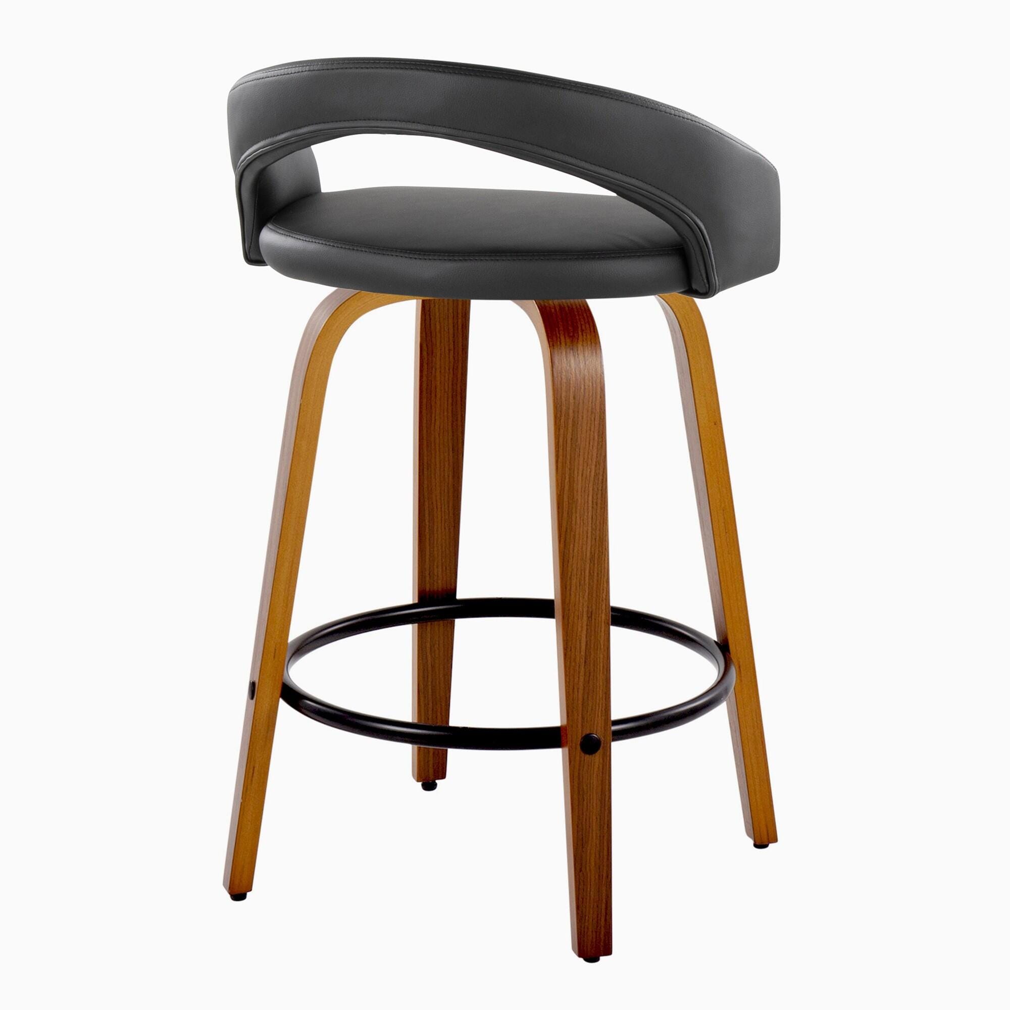 LumiSource Grotto Counter Height Bar Stool (Set of 2), Black, large