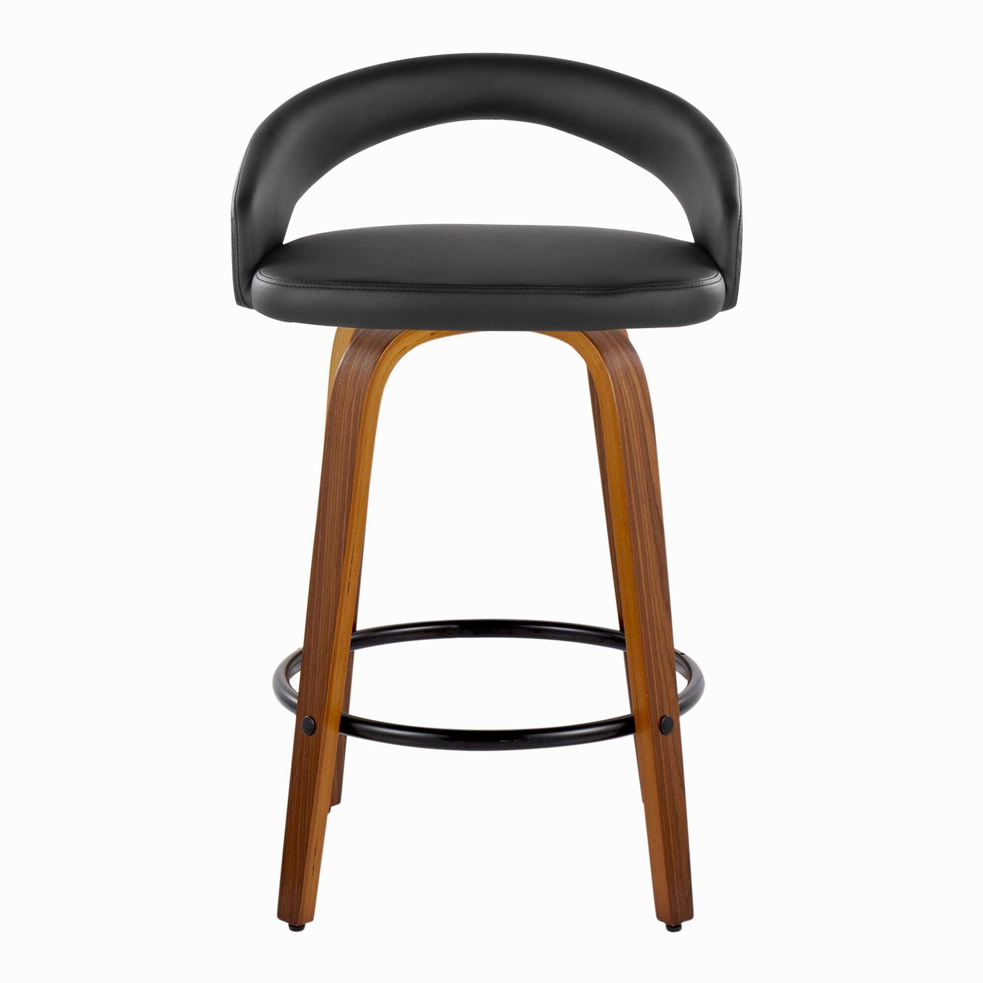 LumiSource Grotto Counter Height Bar Stool (Set of 2), Black, large