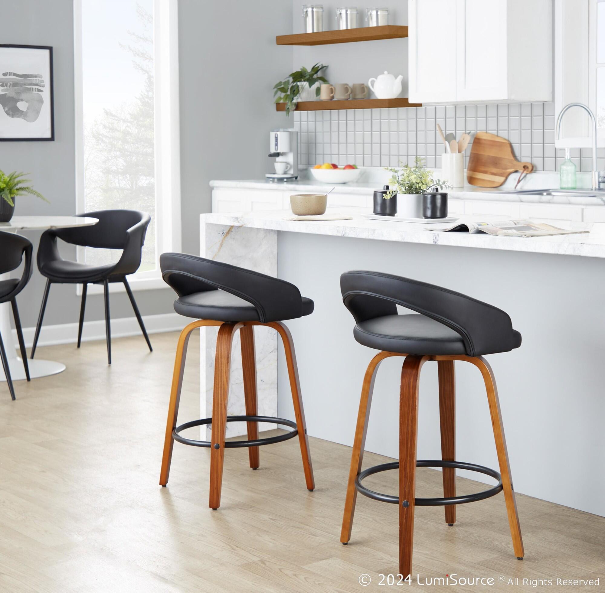 LumiSource Grotto Counter Height Bar Stool (Set of 2), Black, large