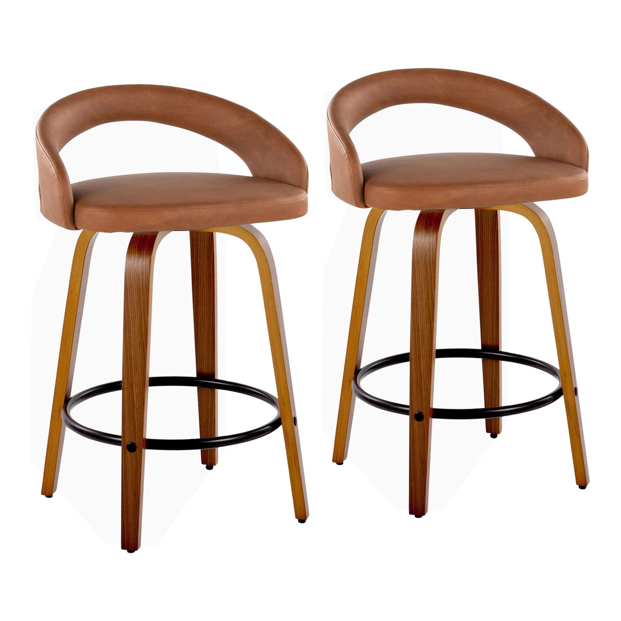 LumiSource Grotto Counter Height Bar Stool (Set of 2), Camel, large