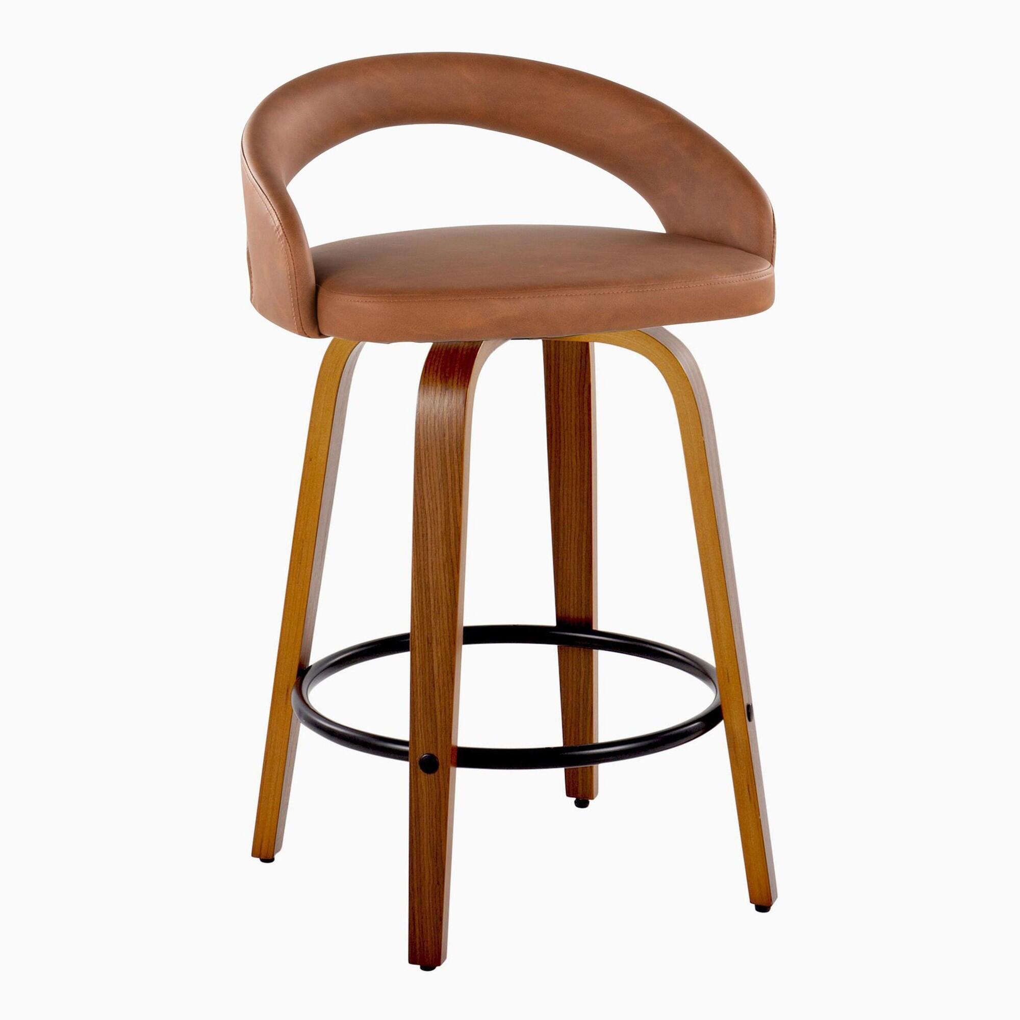 LumiSource Grotto Counter Height Bar Stool (Set of 2), Camel, large