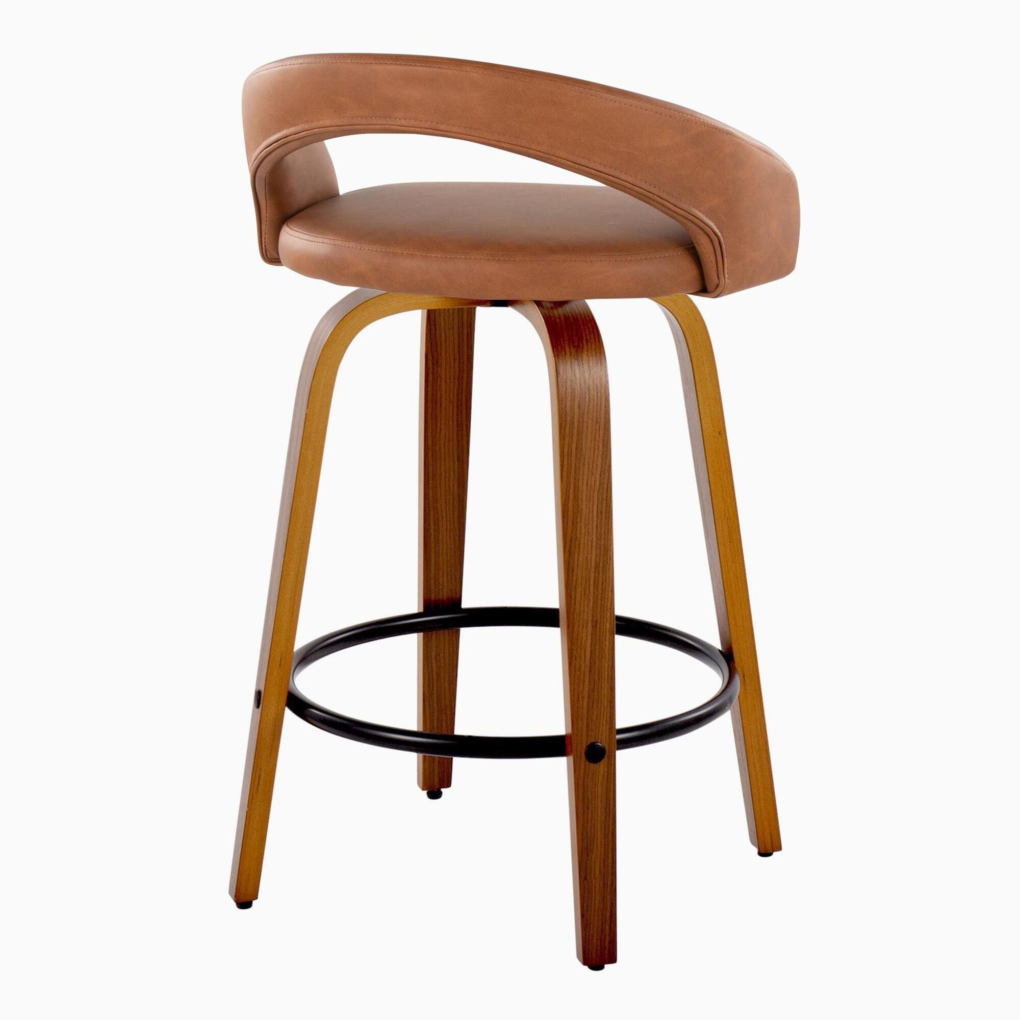 LumiSource Grotto Counter Height Bar Stool (Set of 2), Camel, large