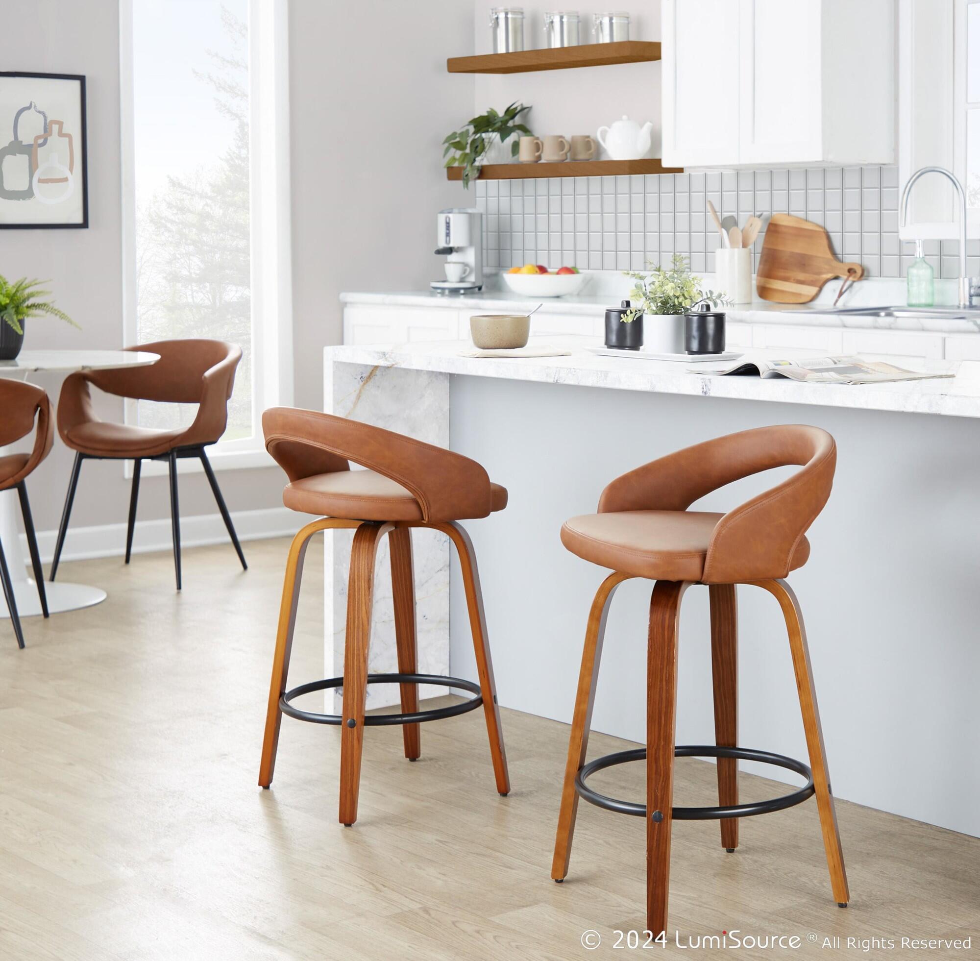 LumiSource Grotto Counter Height Bar Stool (Set of 2), Camel, large