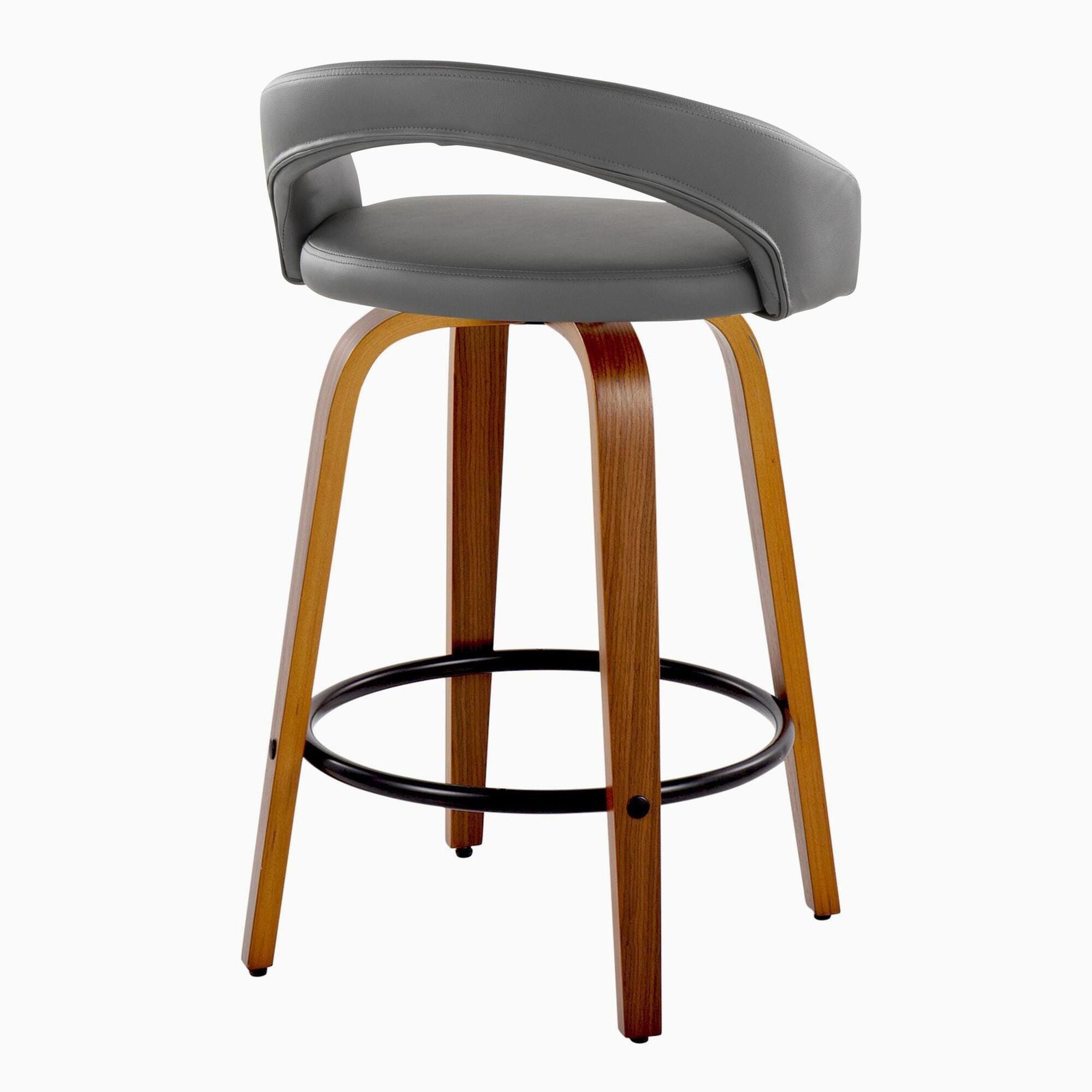 LumiSource Grotto Counter Height Bar Stool (Set of 2), Gray, large