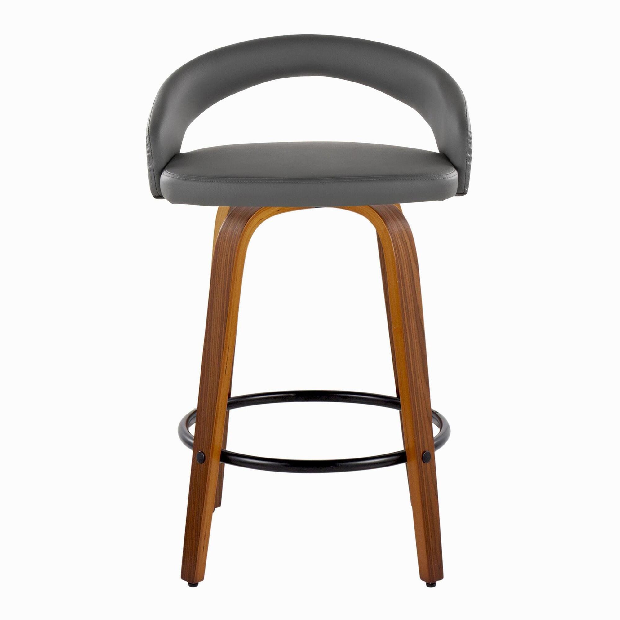 LumiSource Grotto Counter Height Bar Stool (Set of 2), Gray, large