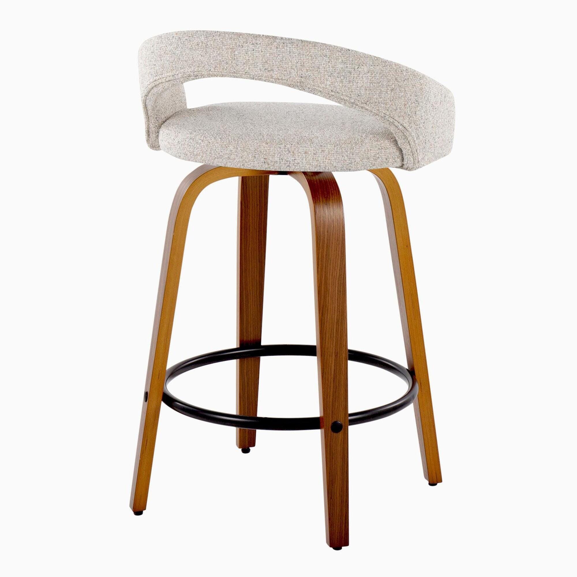 LumiSource Grotto Counter Height Bar Stool (Set of 2), Oat, large