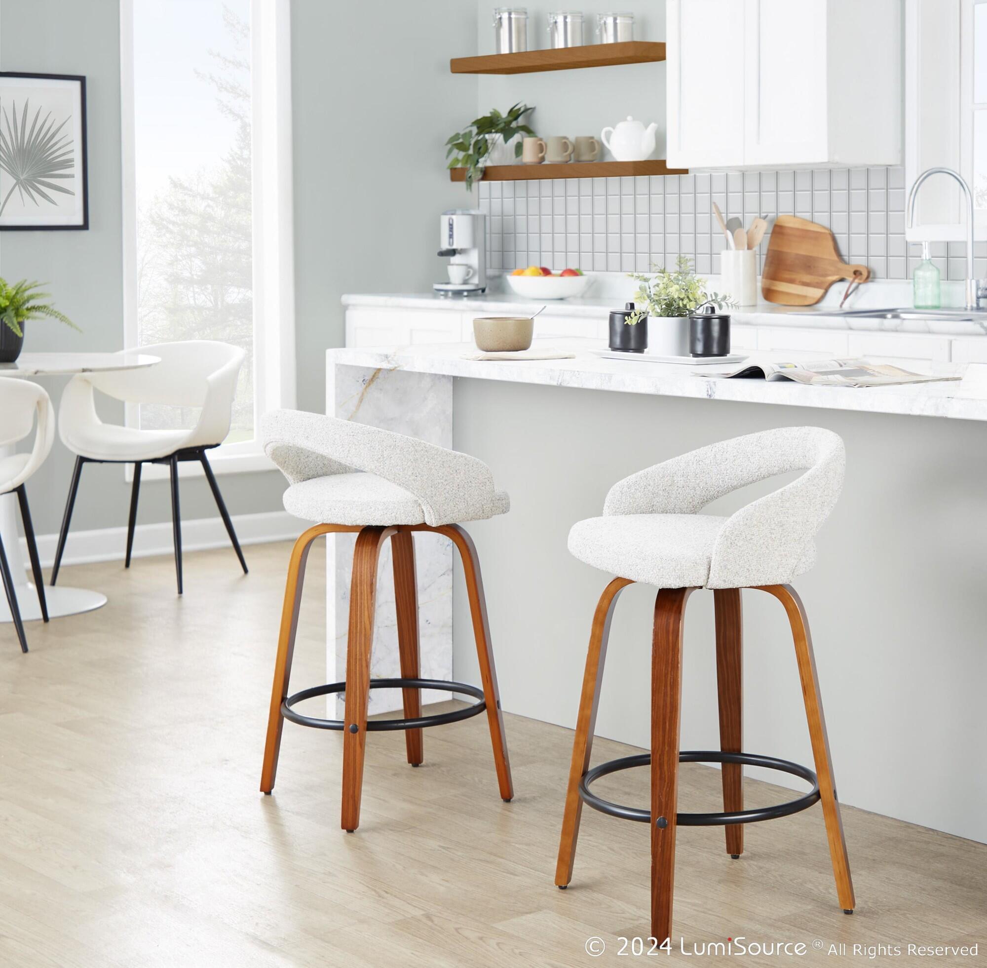LumiSource Grotto Counter Height Bar Stool (Set of 2), Oat, large