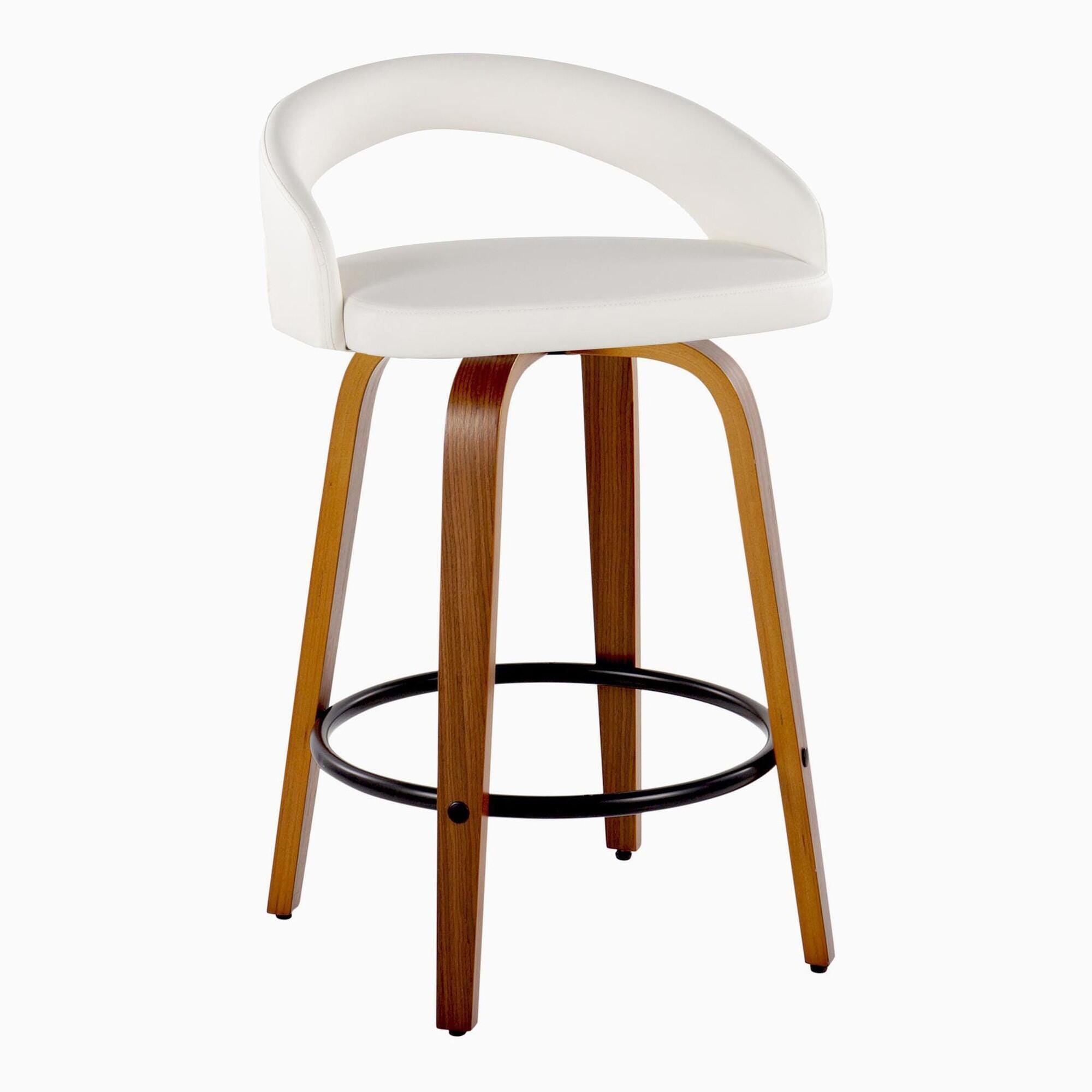LumiSource Grotto Counter Height Bar Stool (Set of 2), White, large