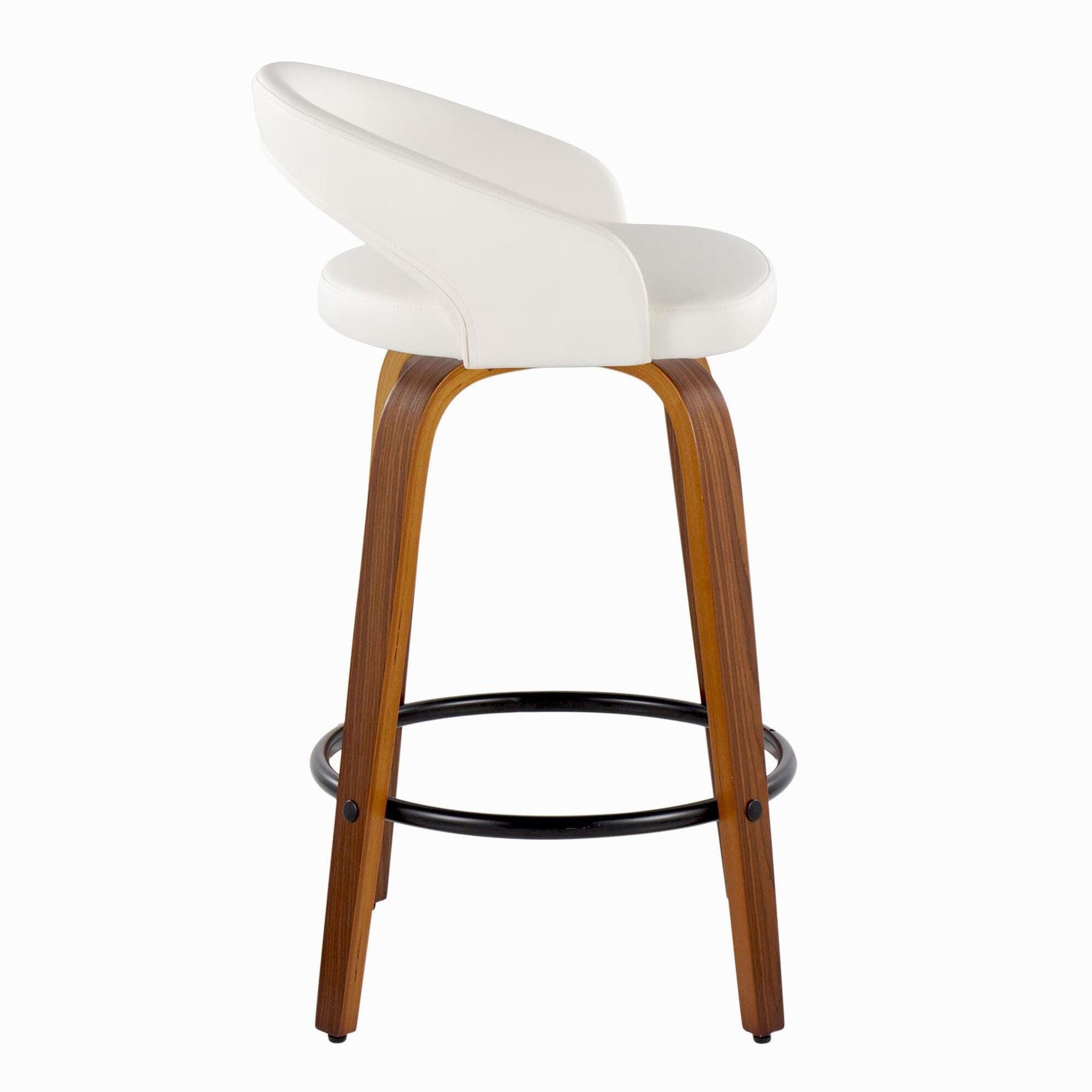 LumiSource Grotto Counter Height Bar Stool (Set of 2), White, large