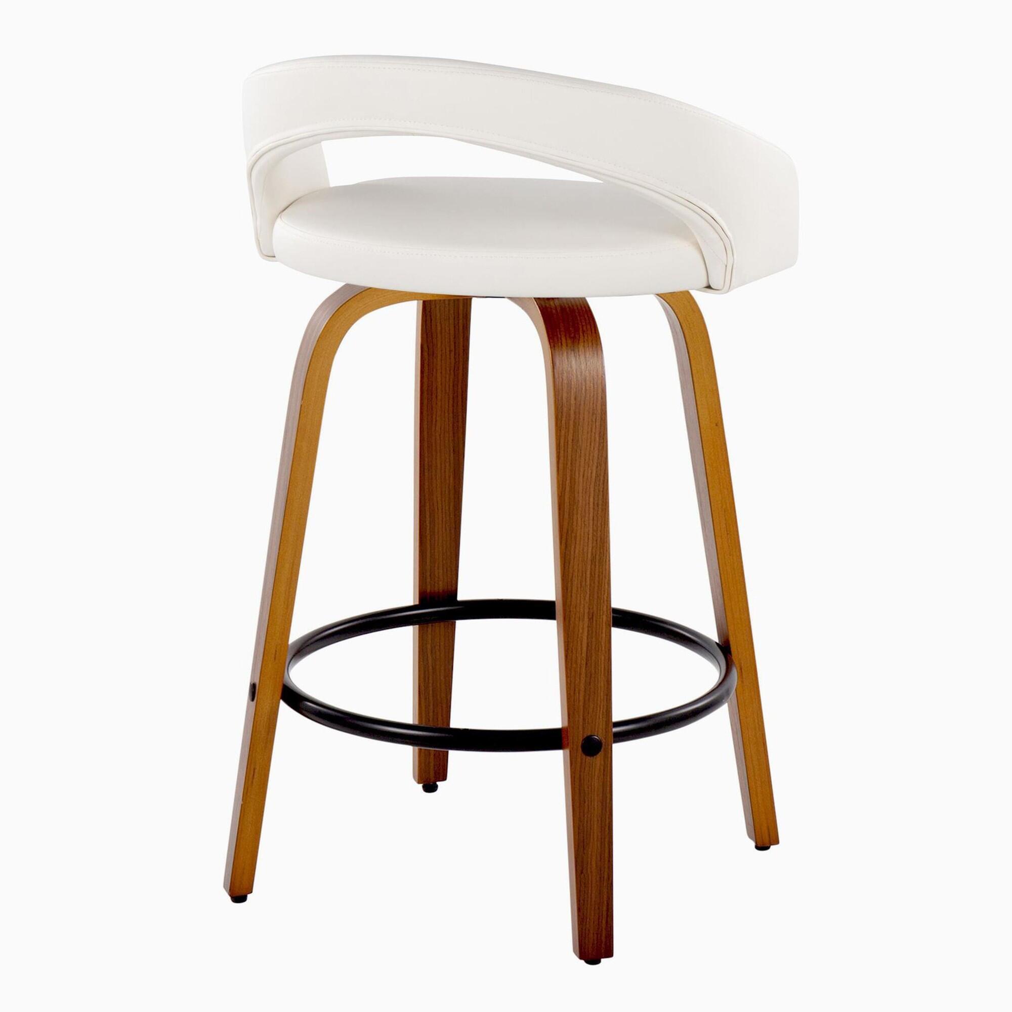 LumiSource Grotto Counter Height Bar Stool (Set of 2), White, large