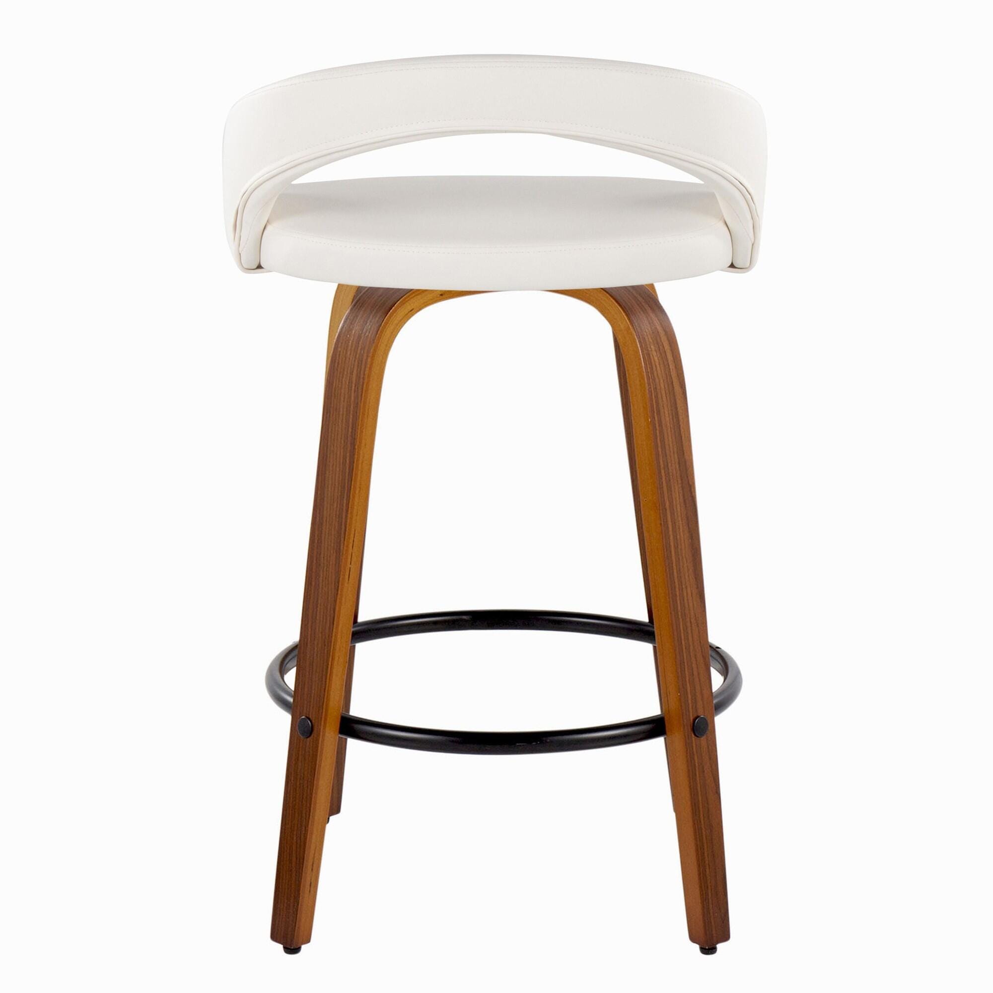 LumiSource Grotto Counter Height Bar Stool (Set of 2), White, large