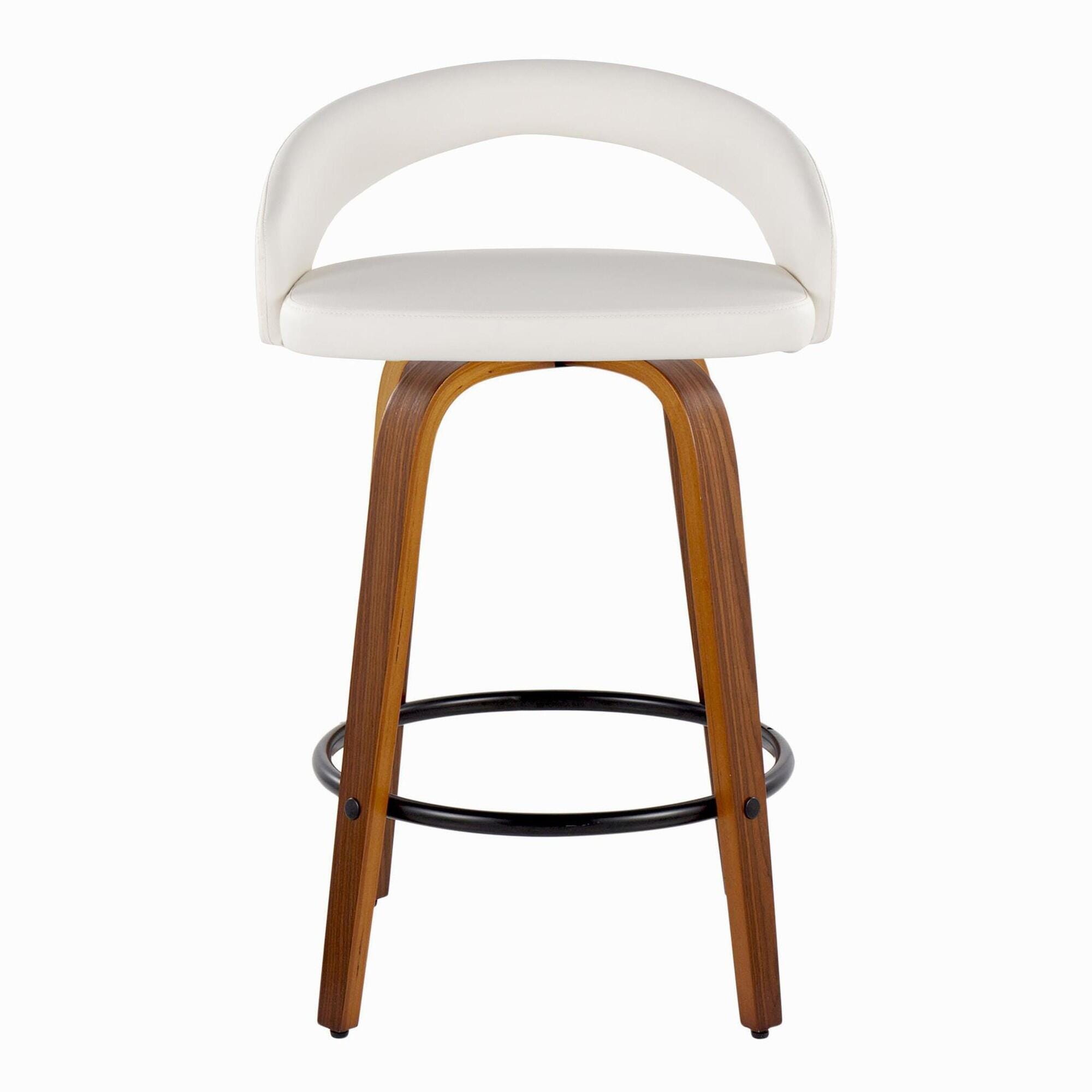 LumiSource Grotto Counter Height Bar Stool (Set of 2), White, large