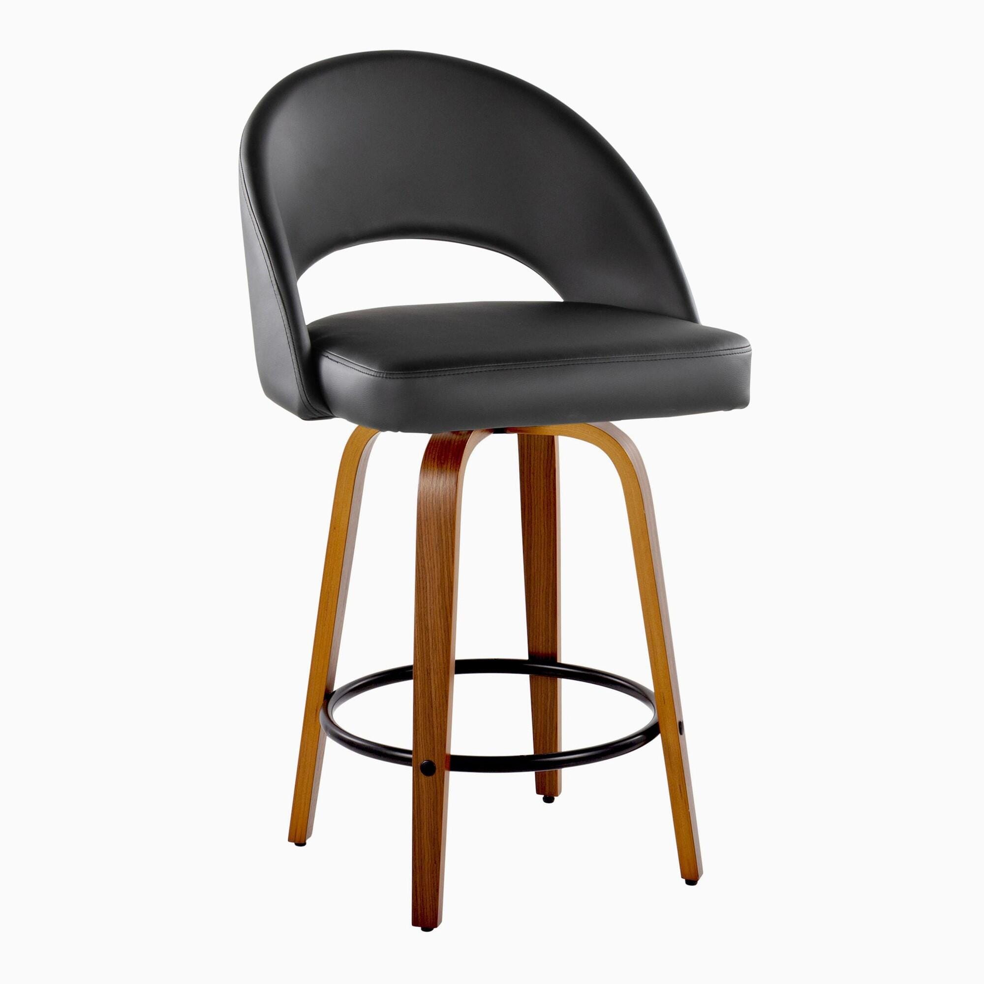LumiSource Renee Counter Height Bar Stool (Set of 2), Black, large