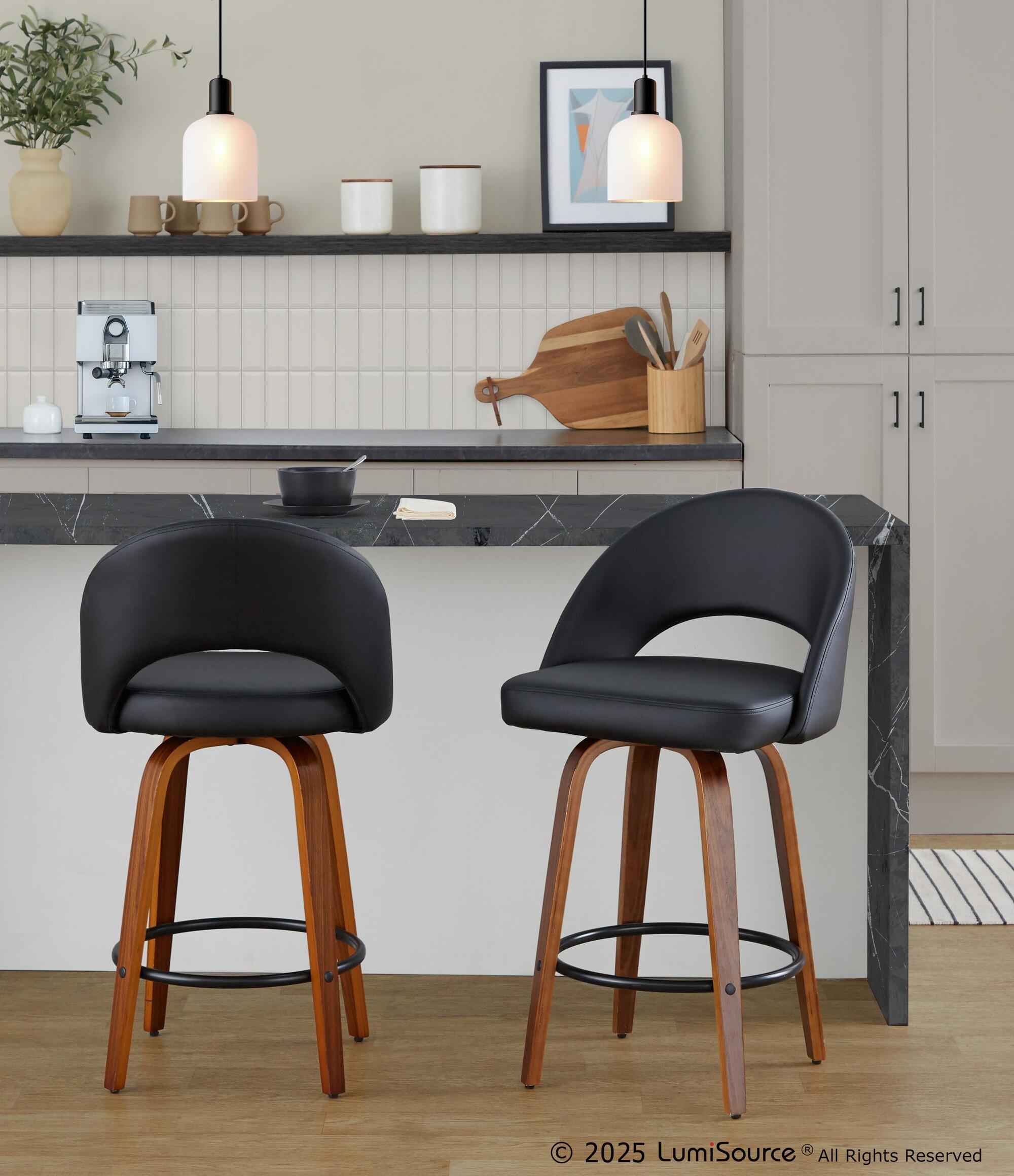 LumiSource Renee Counter Height Bar Stool (Set of 2), Black, large