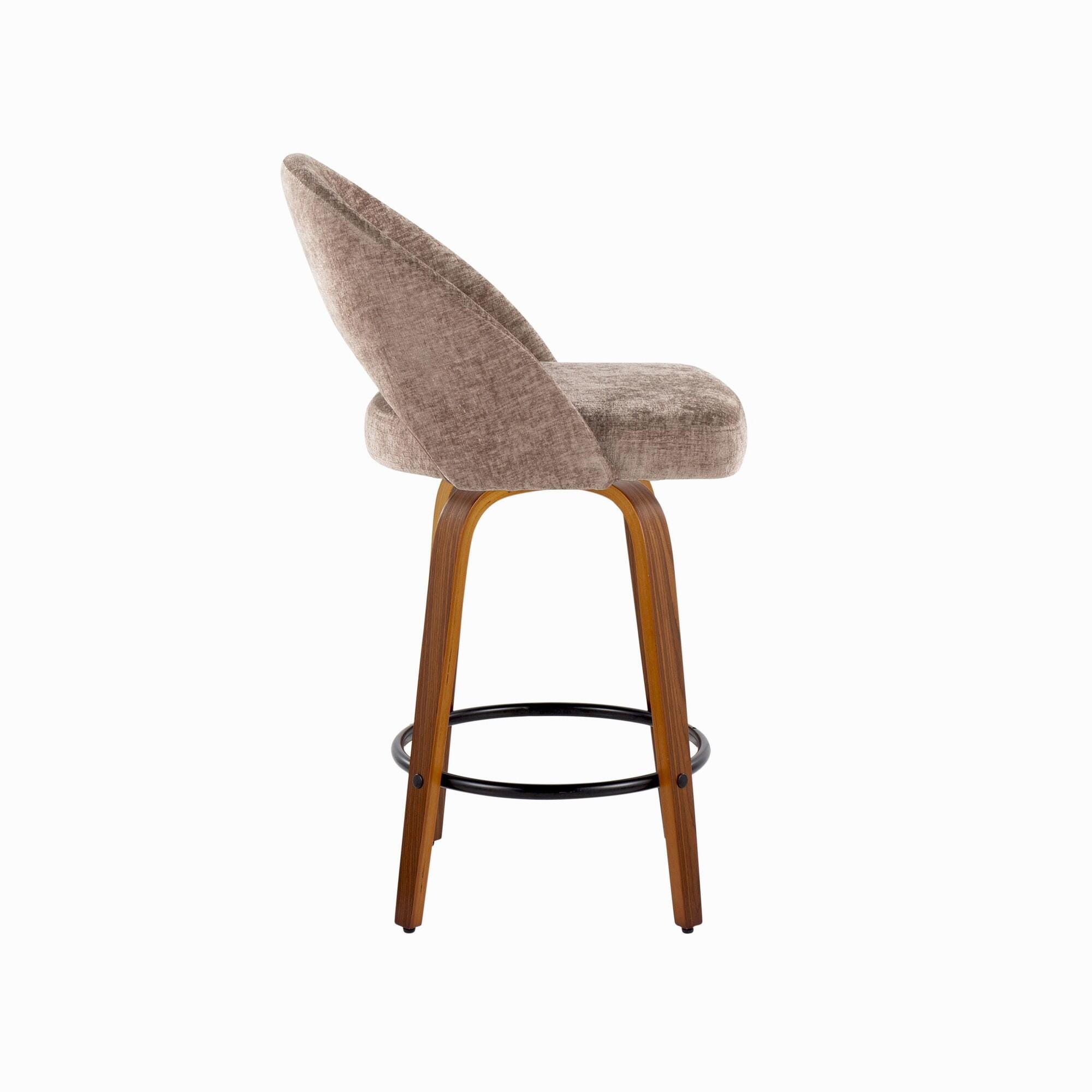 LumiSource Renee Counter Height Bar Stool (Set of 2), Brown, large
