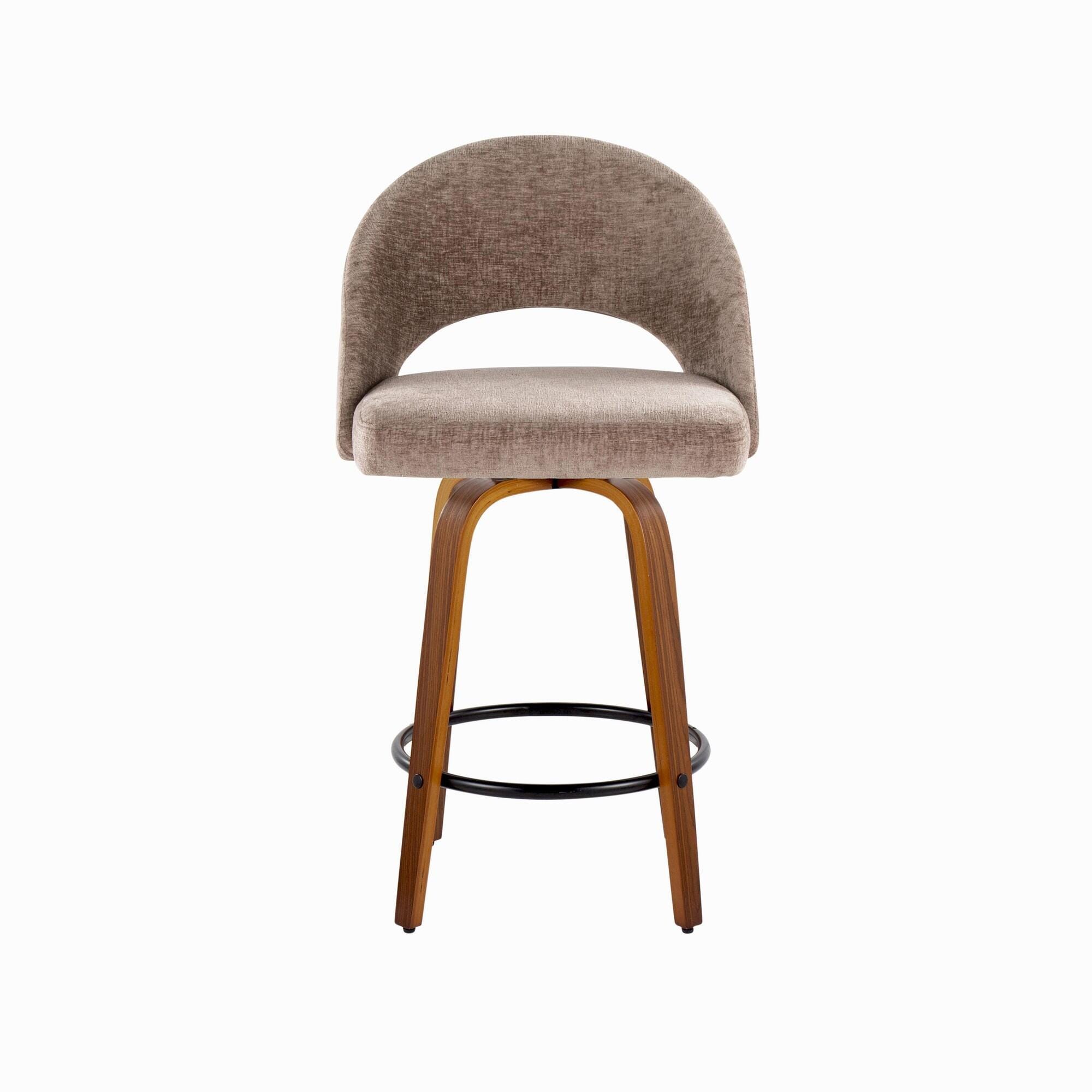 LumiSource Renee Counter Height Bar Stool (Set of 2), Brown, large