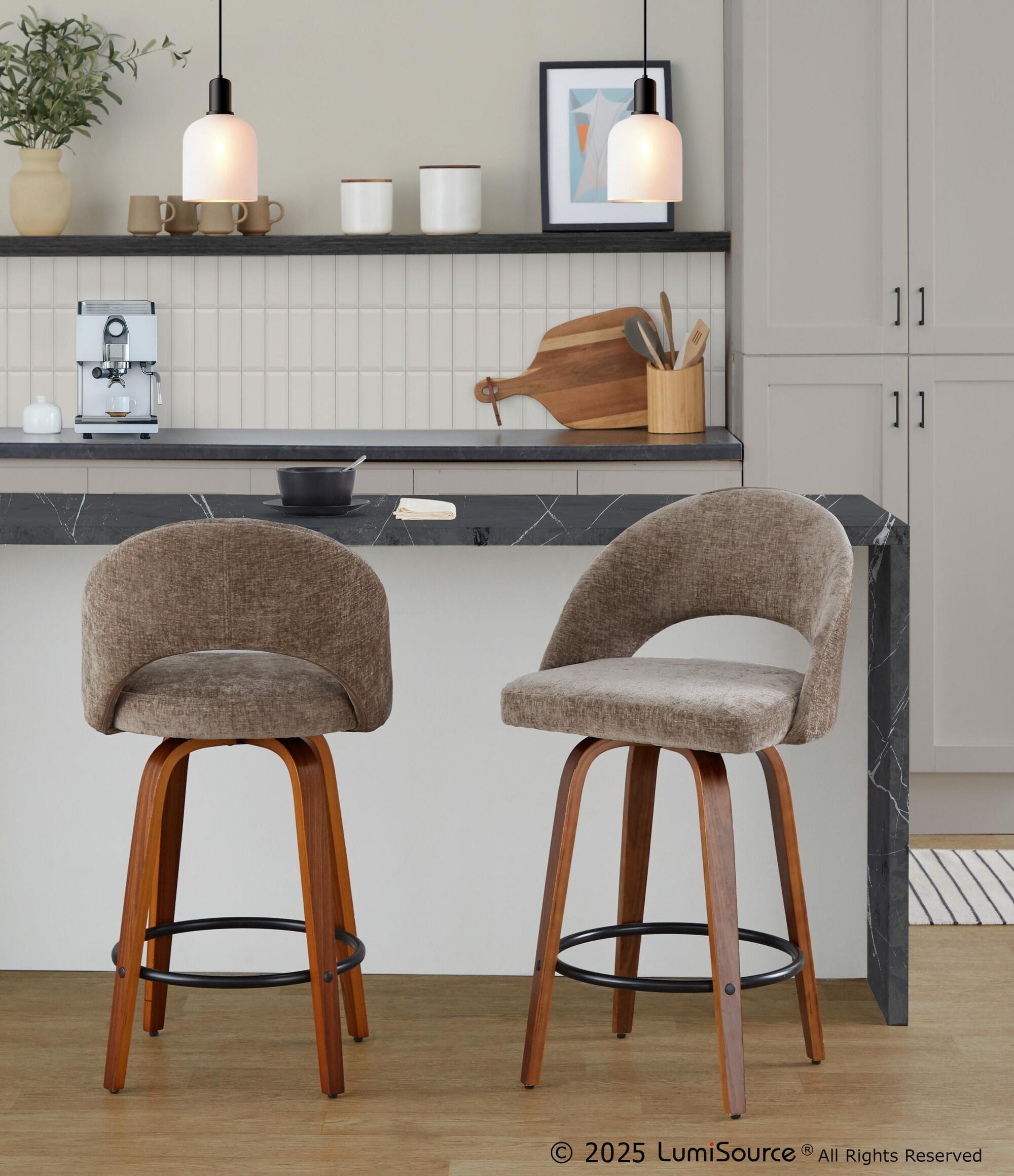 LumiSource Renee Counter Height Bar Stool (Set of 2), Brown, large