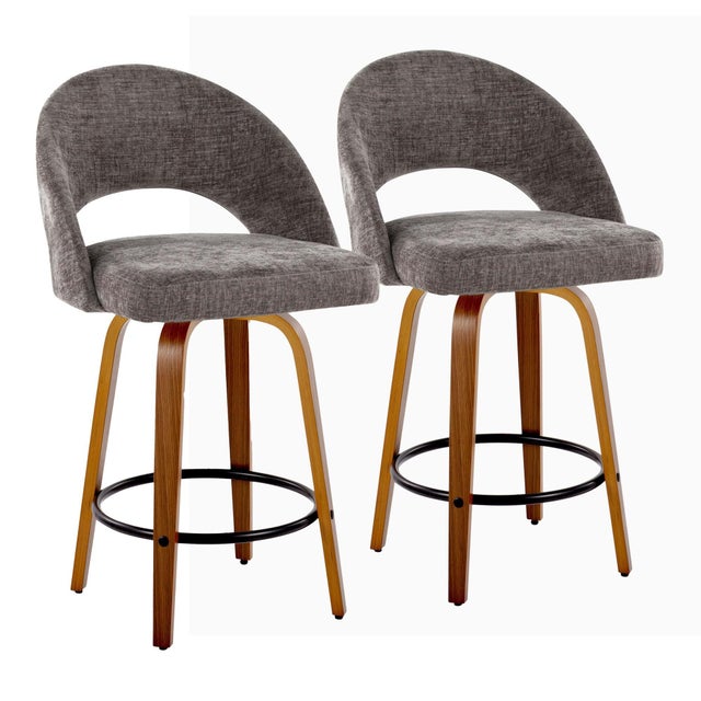 LumiSource Renee Counter Height Bar Stool (Set of 2), Dark Gray