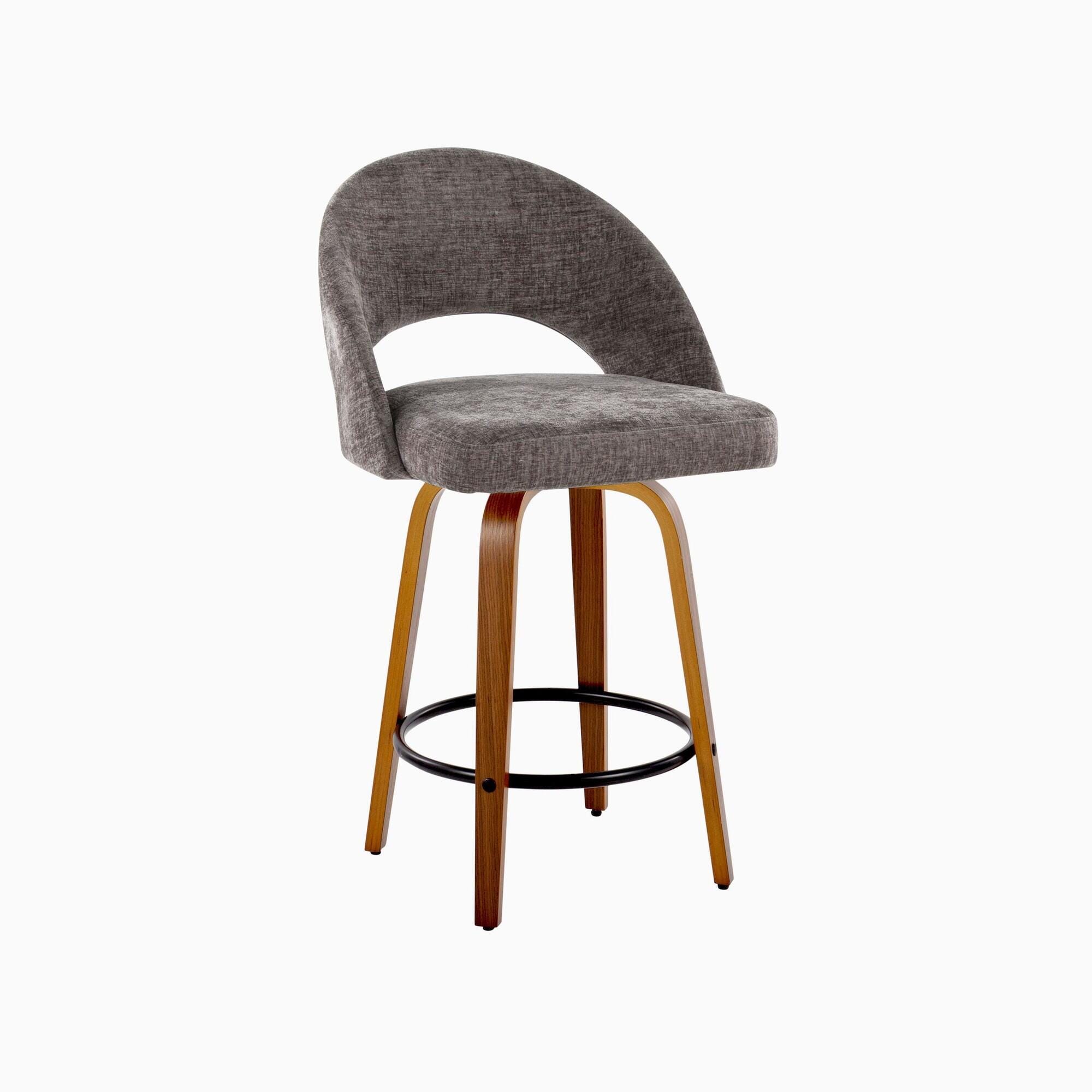 LumiSource Renee Counter Height Bar Stool (Set of 2), Dark Gray, large