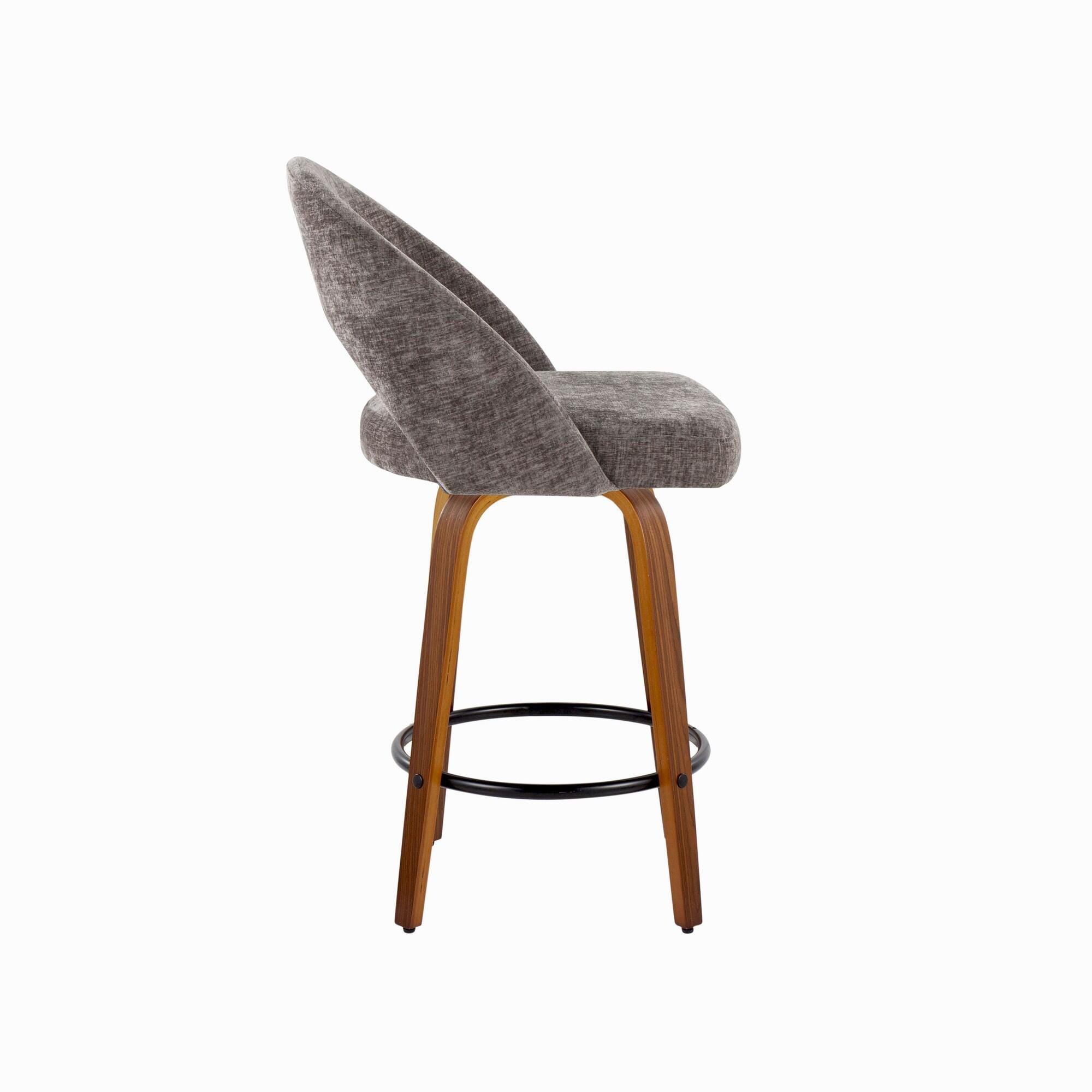 LumiSource Renee Counter Height Bar Stool (Set of 2), Dark Gray, large