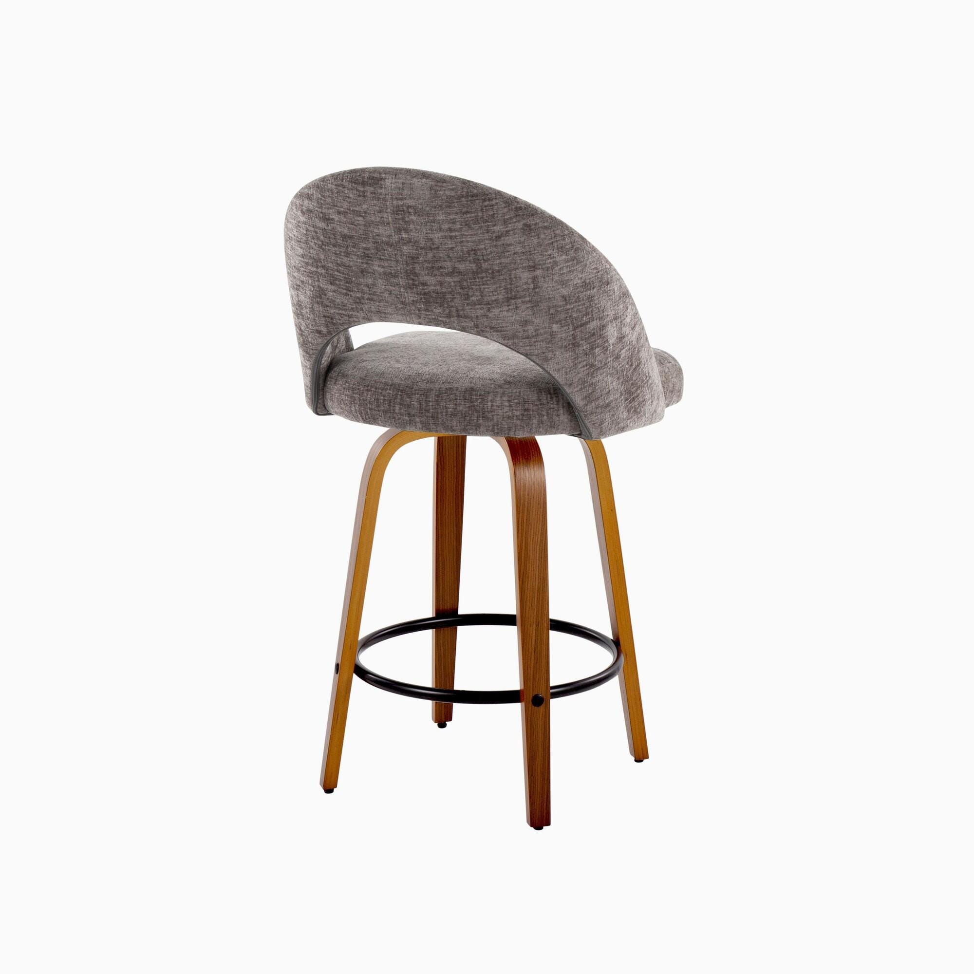 LumiSource Renee Counter Height Bar Stool (Set of 2), Dark Gray, large