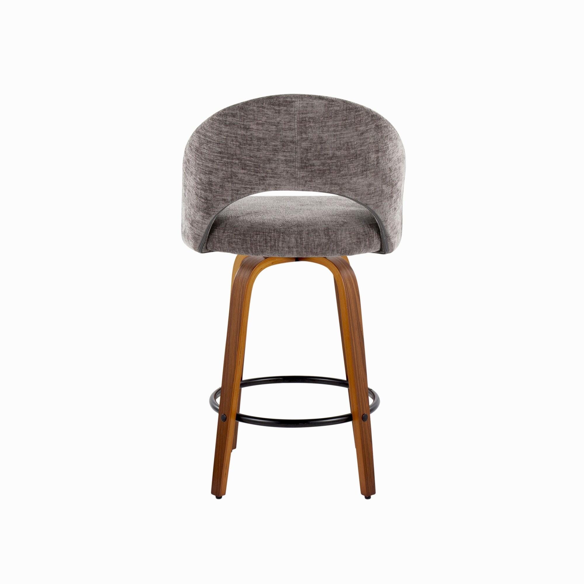 LumiSource Renee Counter Height Bar Stool (Set of 2), Dark Gray, large