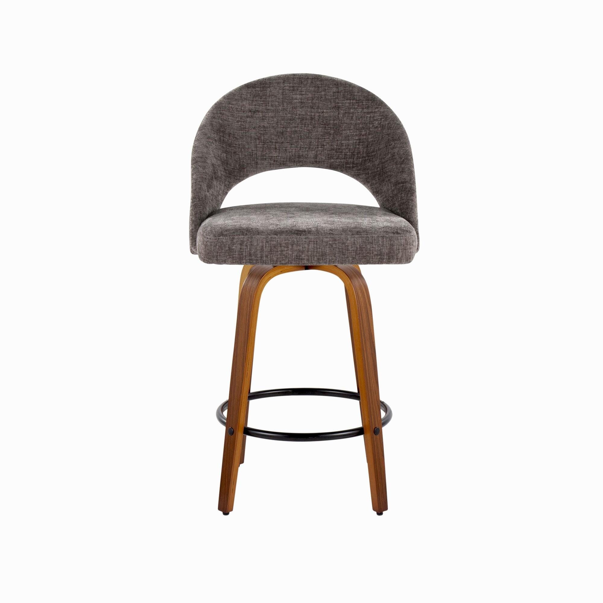 LumiSource Renee Counter Height Bar Stool (Set of 2), Dark Gray, large