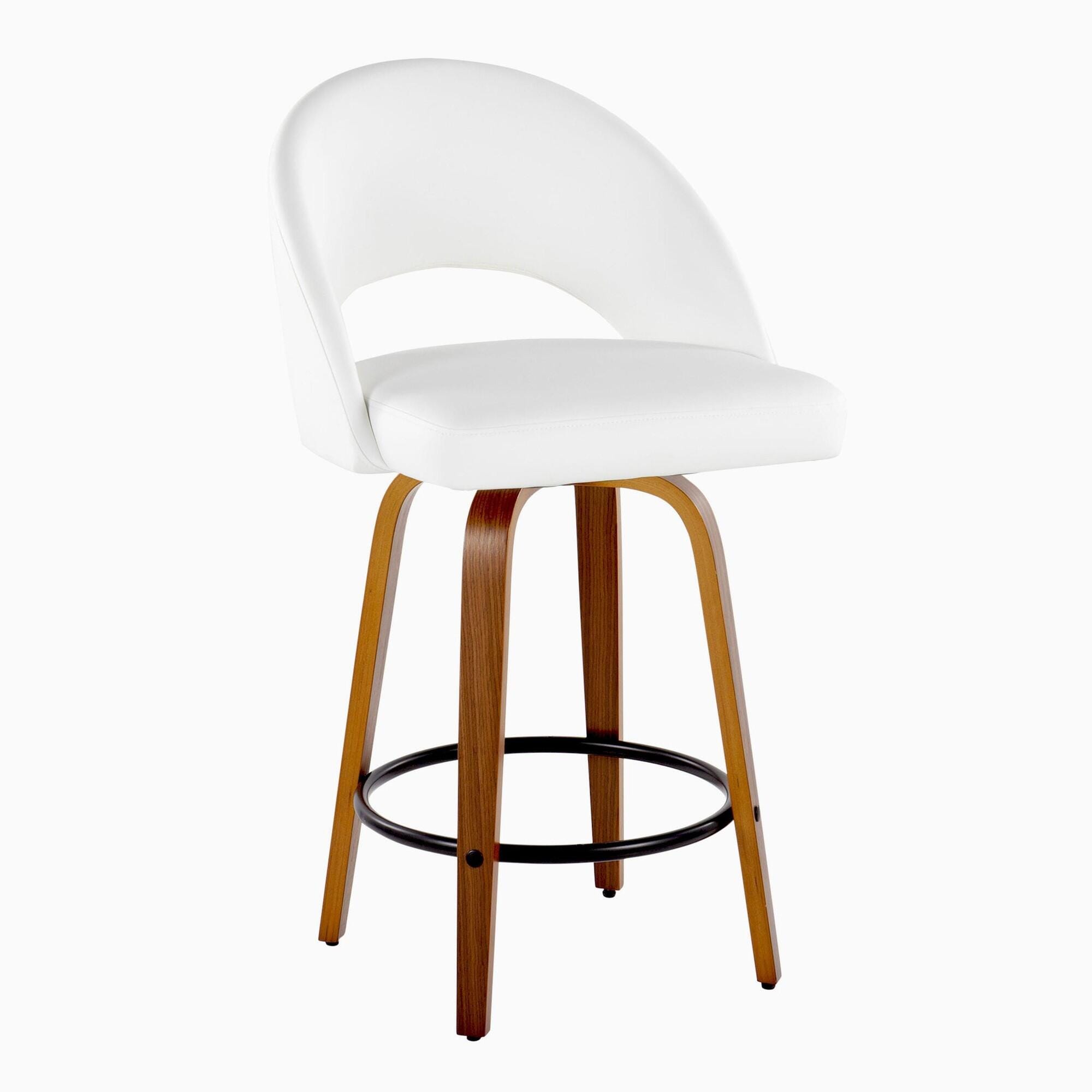 LumiSource Renee Counter Height Bar Stool (Set of 2), White, large