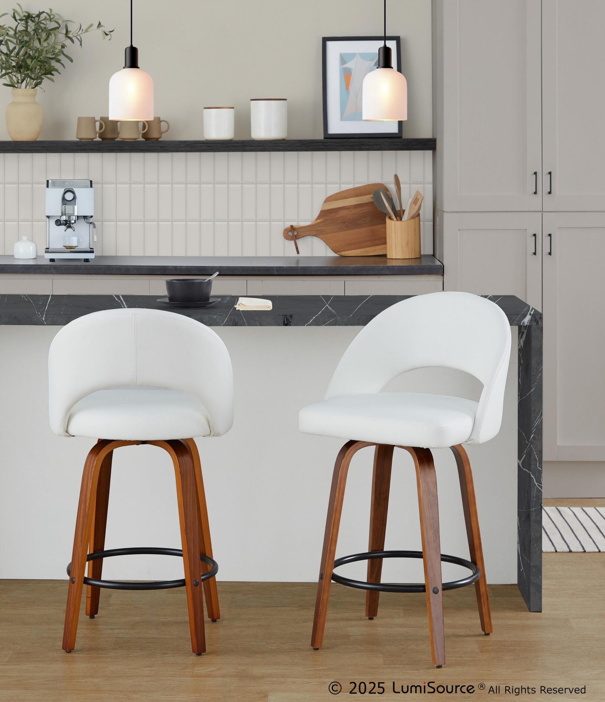 LumiSource Renee Counter Height Bar Stool (Set of 2), White, large