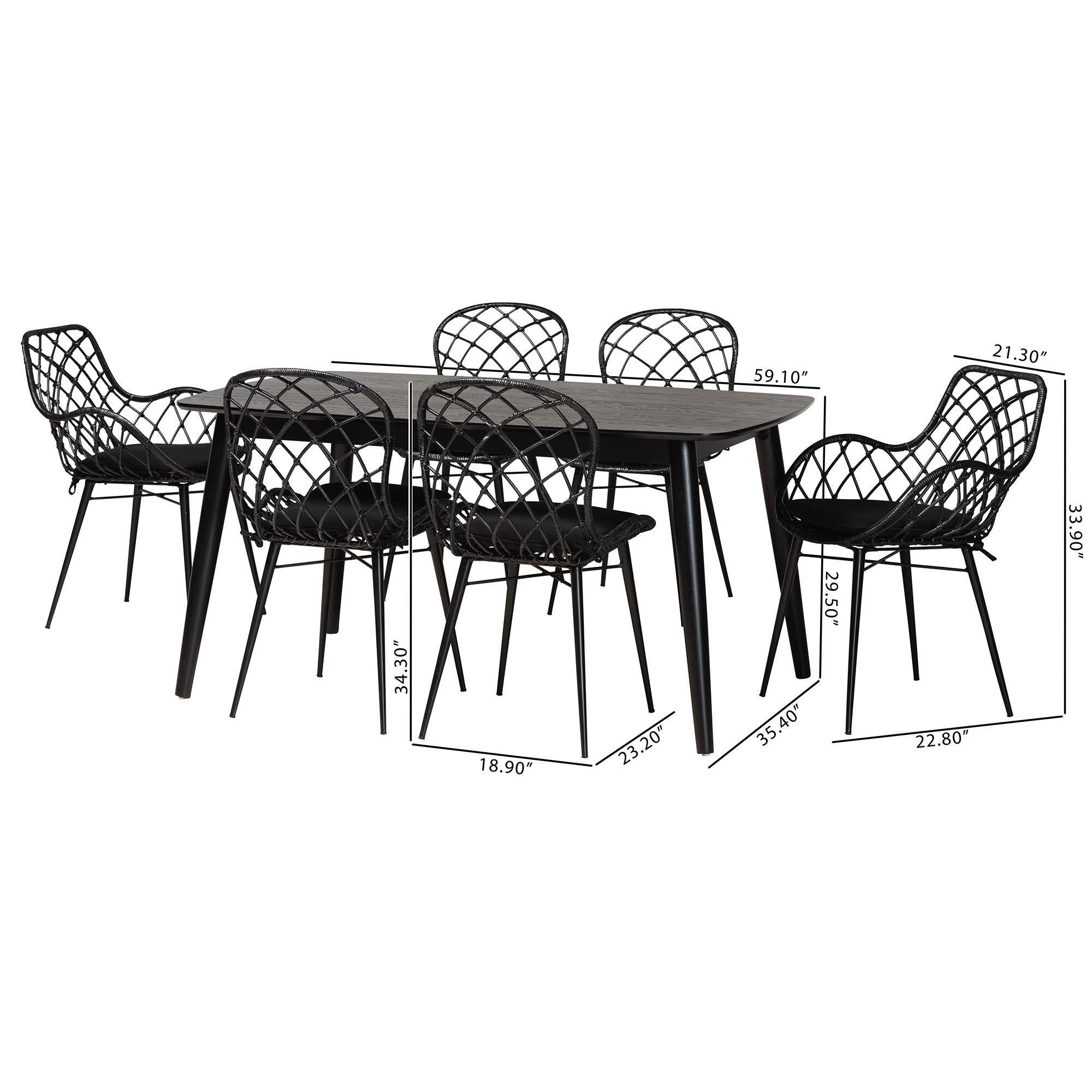 Bali & Pari Aniceta Dining Table with 4 Side Chairs and 2 Armchairs, , large