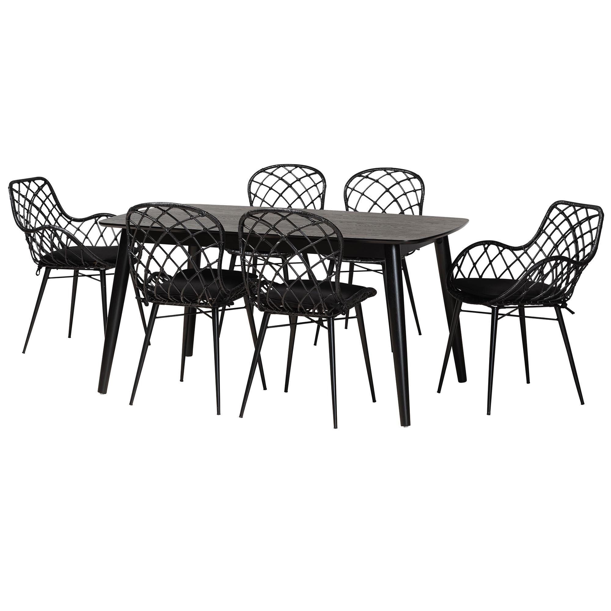 Bali & Pari Aniceta Dining Table with 4 Side Chairs and 2 Armchairs, , large