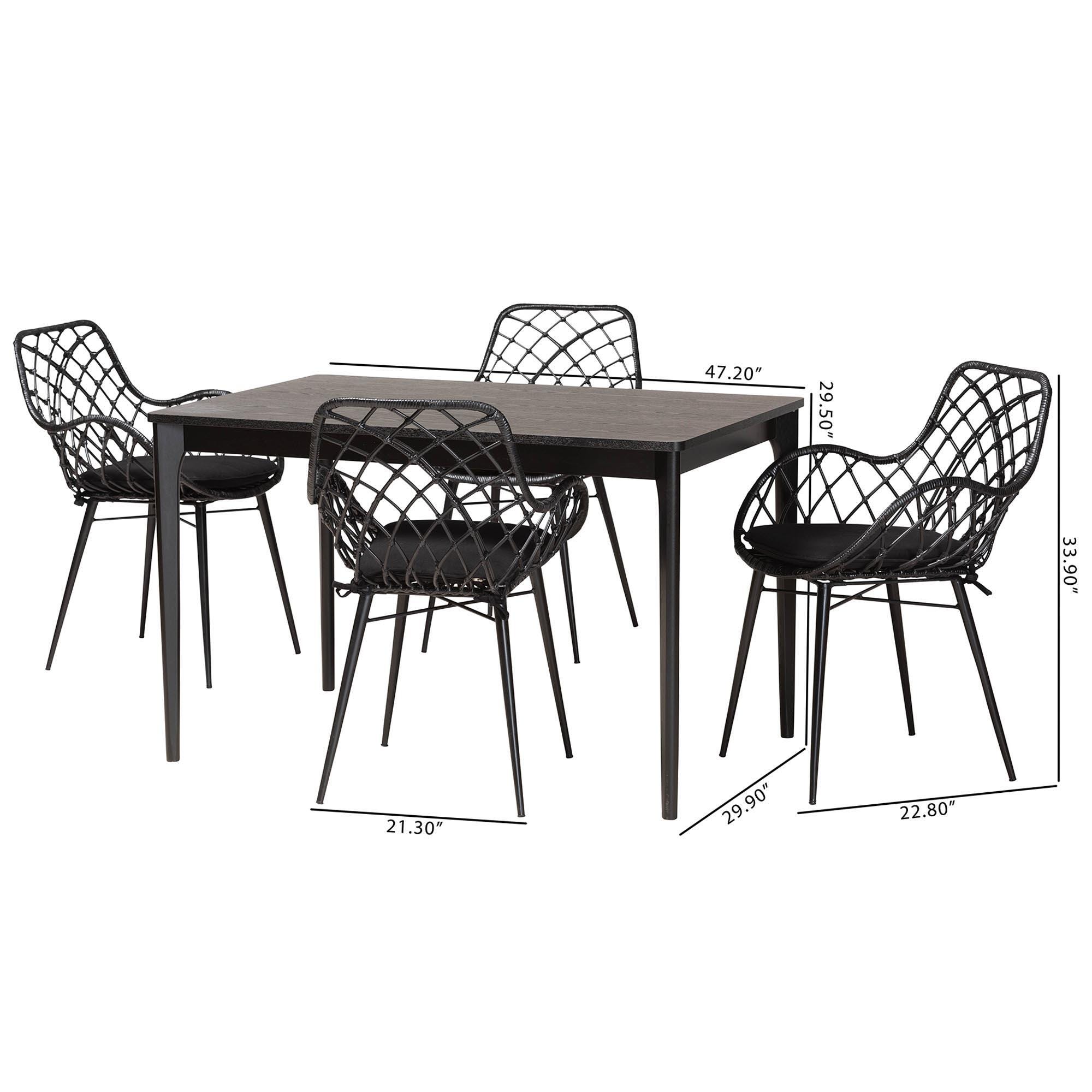Bali & Pari Ballerina Dining Table and 4 Openwork Backrests Chairs, , large