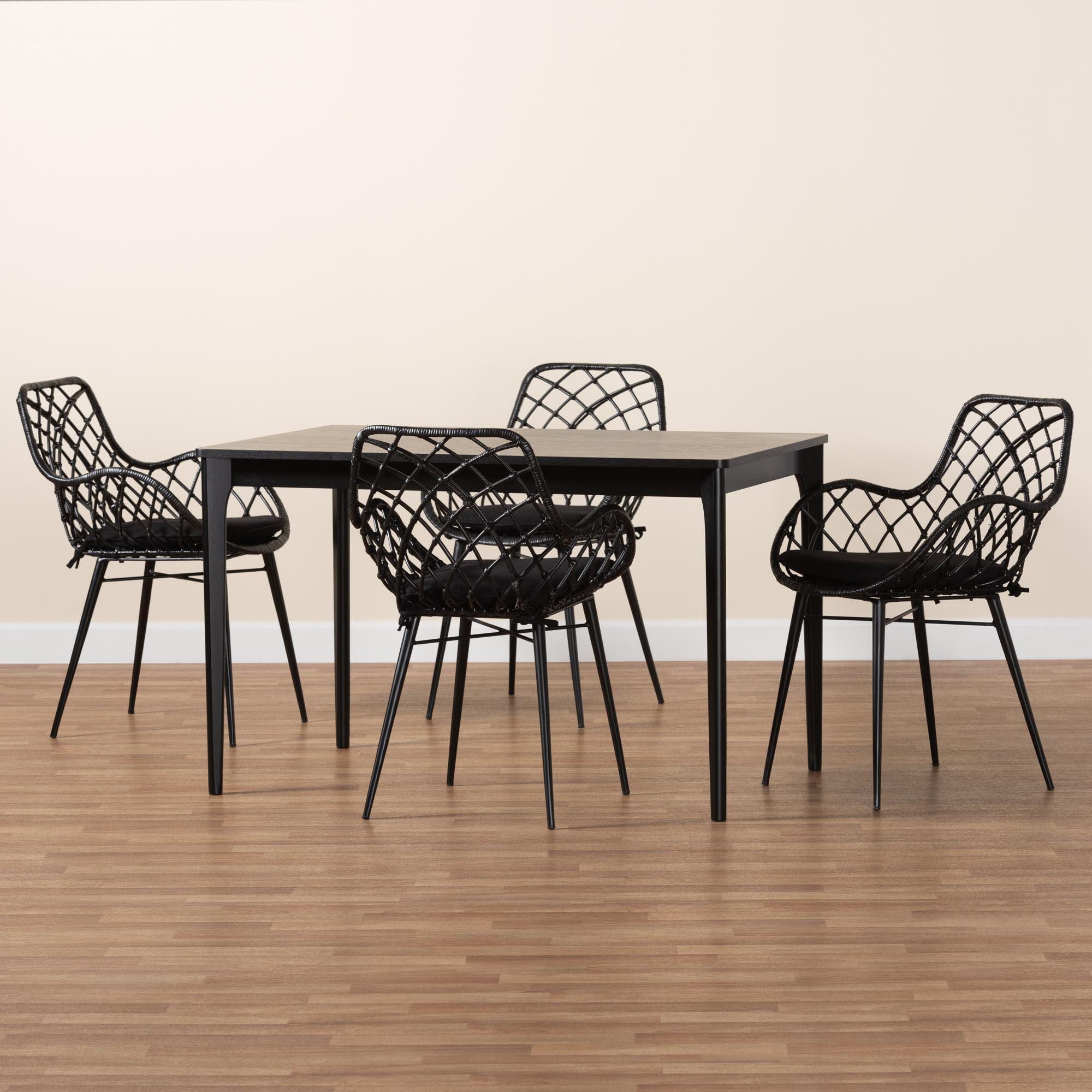 Bali & Pari Ballerina Dining Table and 4 Openwork Backrests Chairs, , large