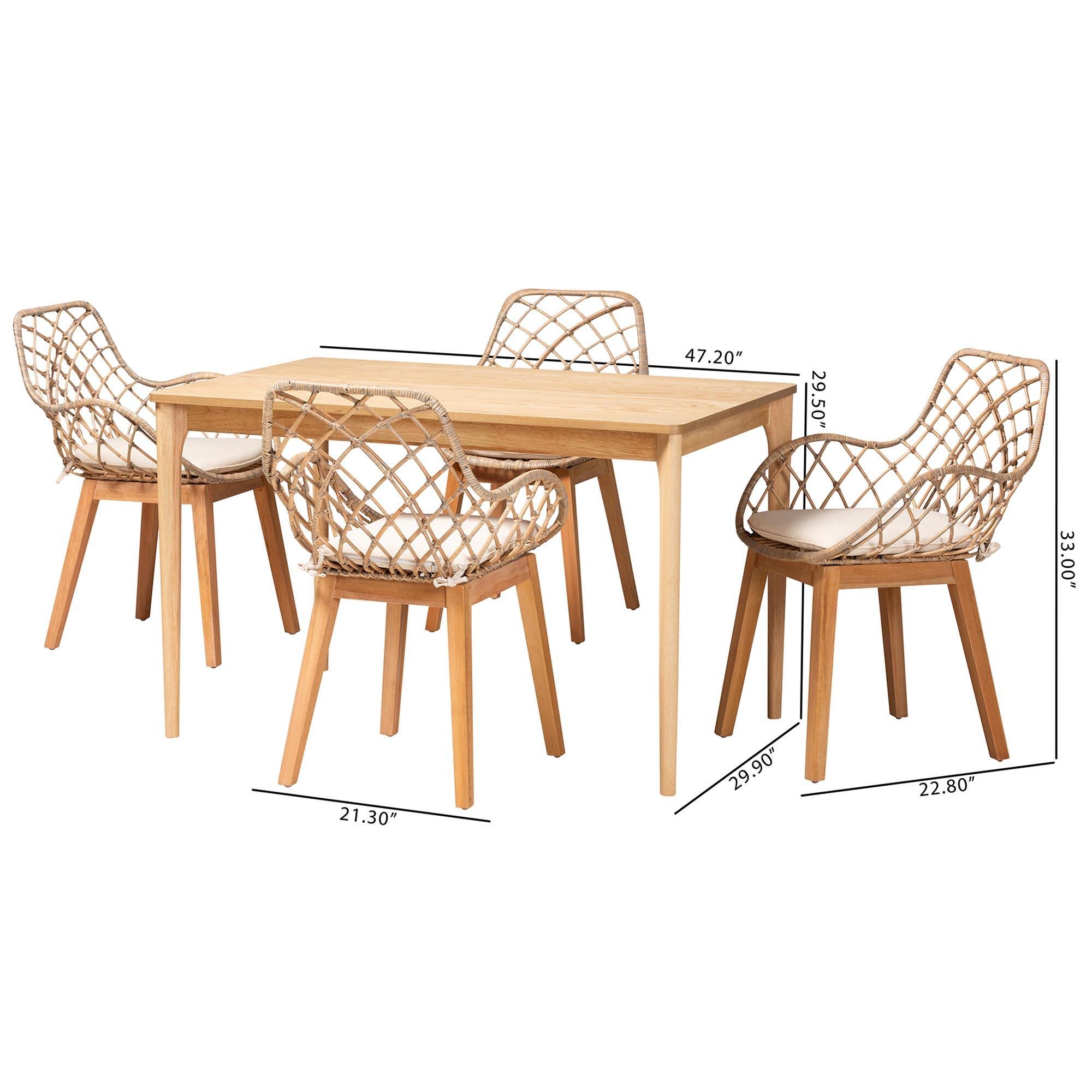 Bali & Pari Ballerina Solid Dining Table and 4 Chairs, , large