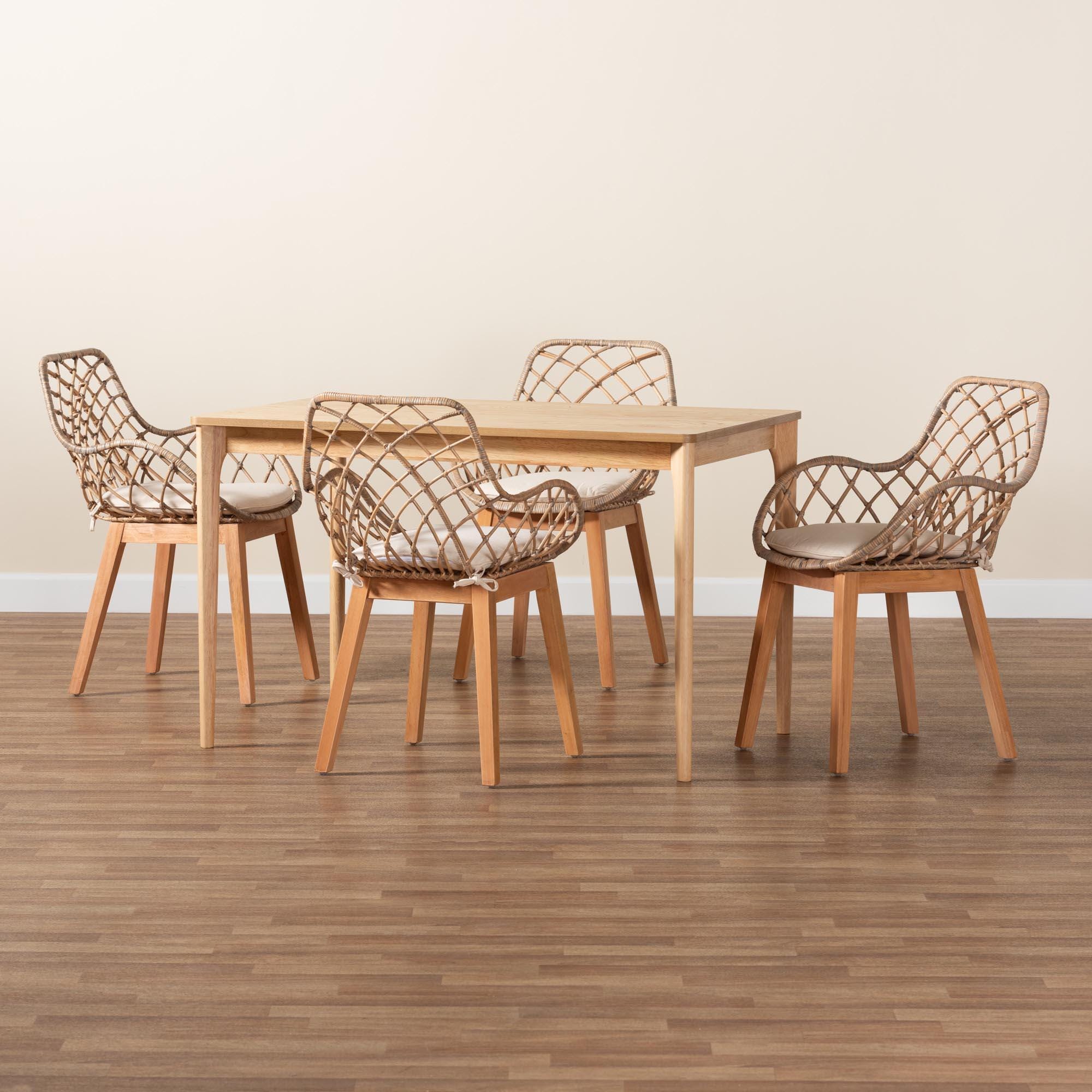 Bali & Pari Ballerina Solid Dining Table and 4 Chairs, , large