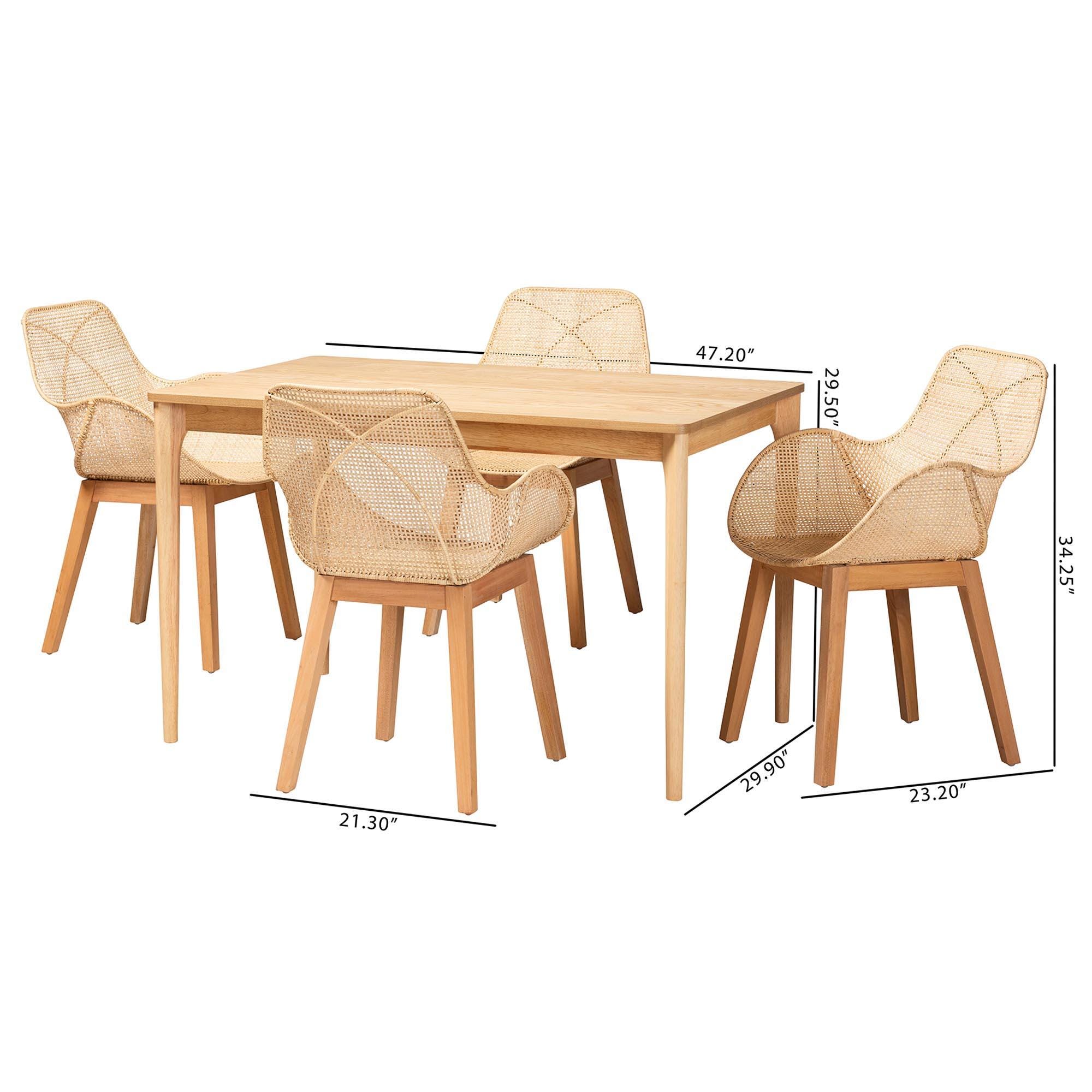 Bali & Pari Ballerina Dining Table and 4 Cozy Backrest Chairs, , large