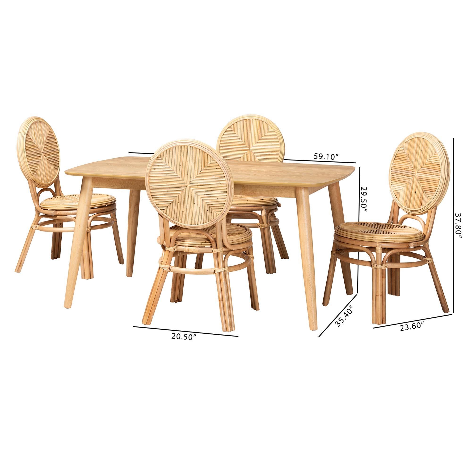 Bali & Pari Carita Dining Table and 4 Chairs, , large