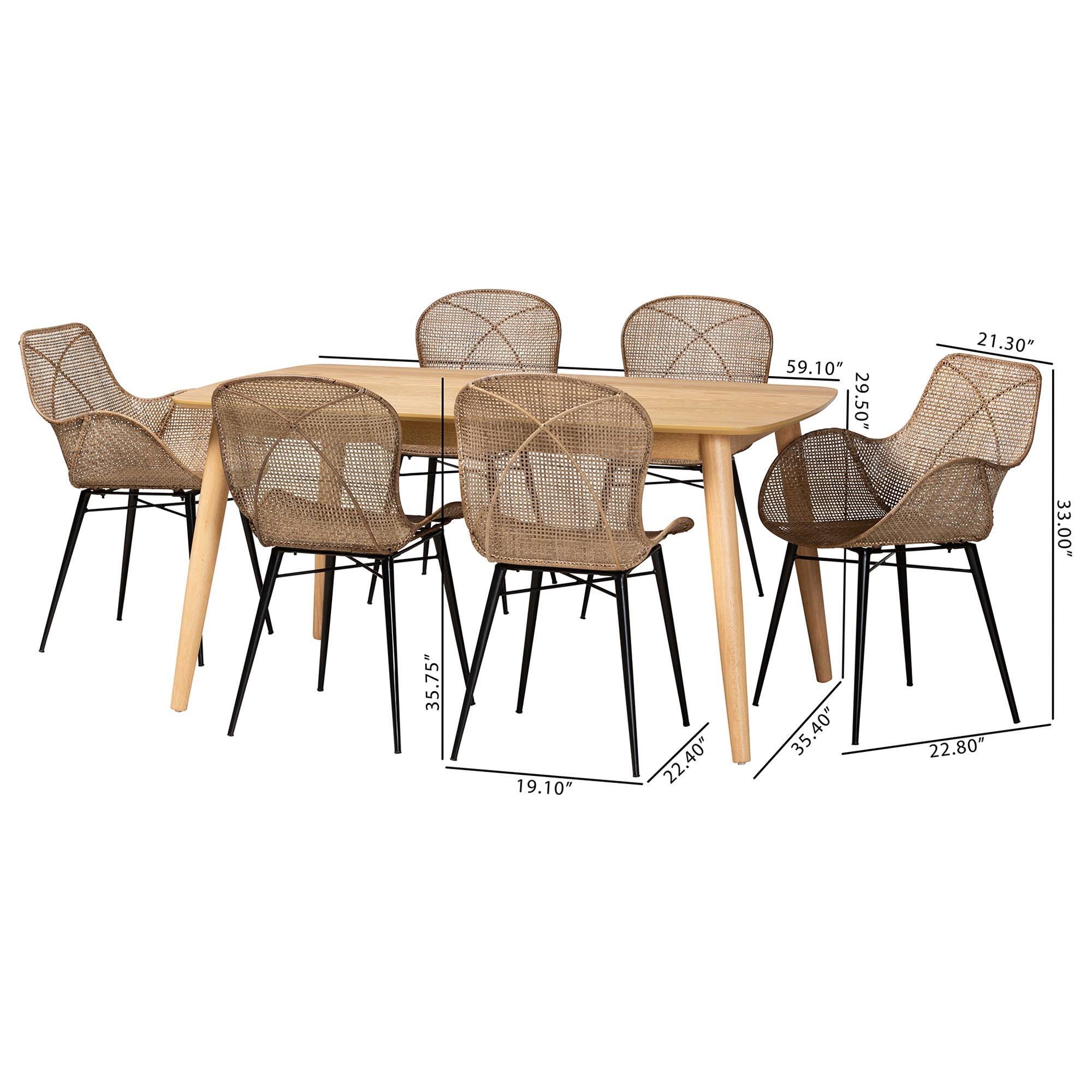 Bali & Pari Emmali Dining Table with 4 Side Chairs and 2 Armchairs, , large