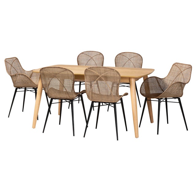 Bali & Pari Emmali Dining Table with 4 Side Chairs and 2 Armchairs
