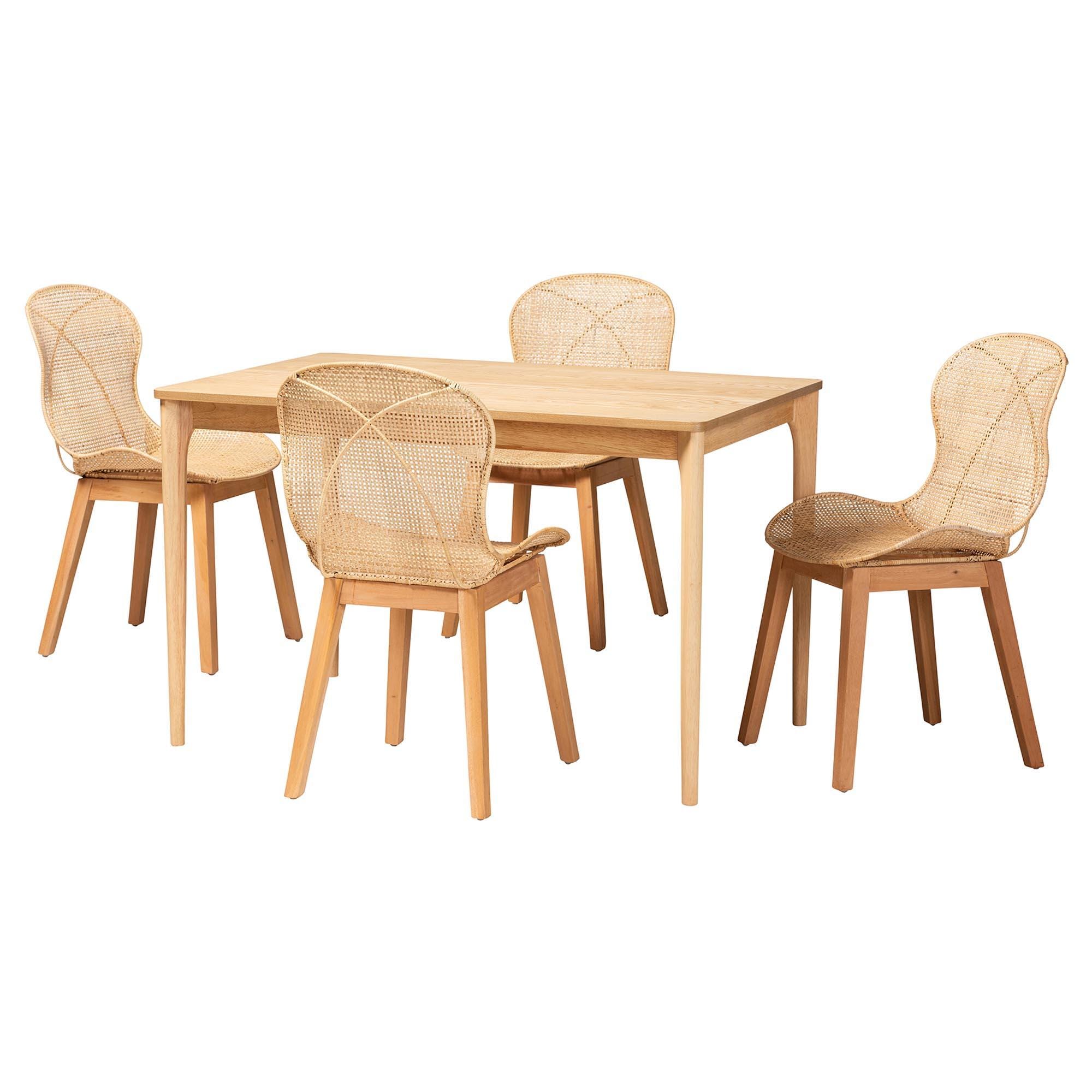 Bali & Pari Sabelle Dining Table and 4 Round Backrests Chairs, , large