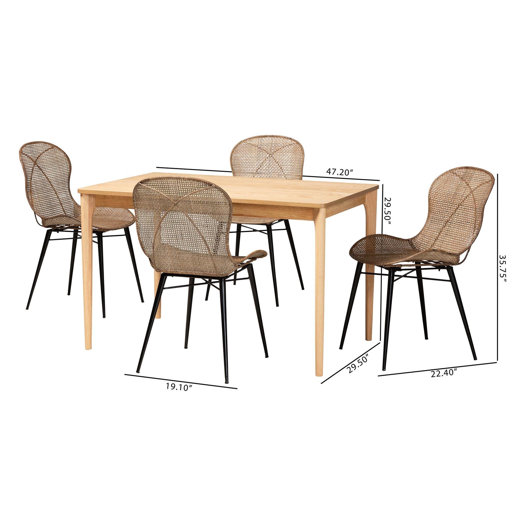Bali & Pari Sabelle Solid Dining Table and 4 Chairs, , large