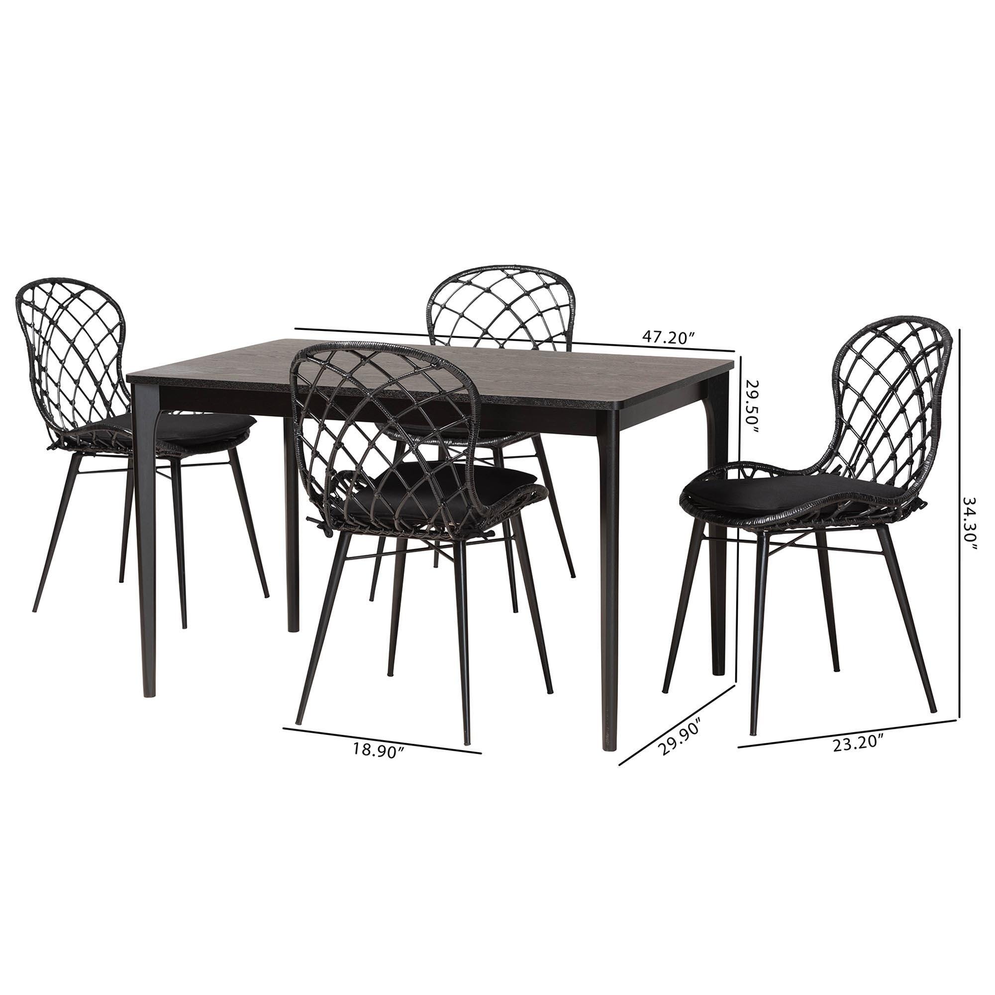 Bali & Pari Sabelle Dining Table and 4 Openwork Backrests Chairs, , large