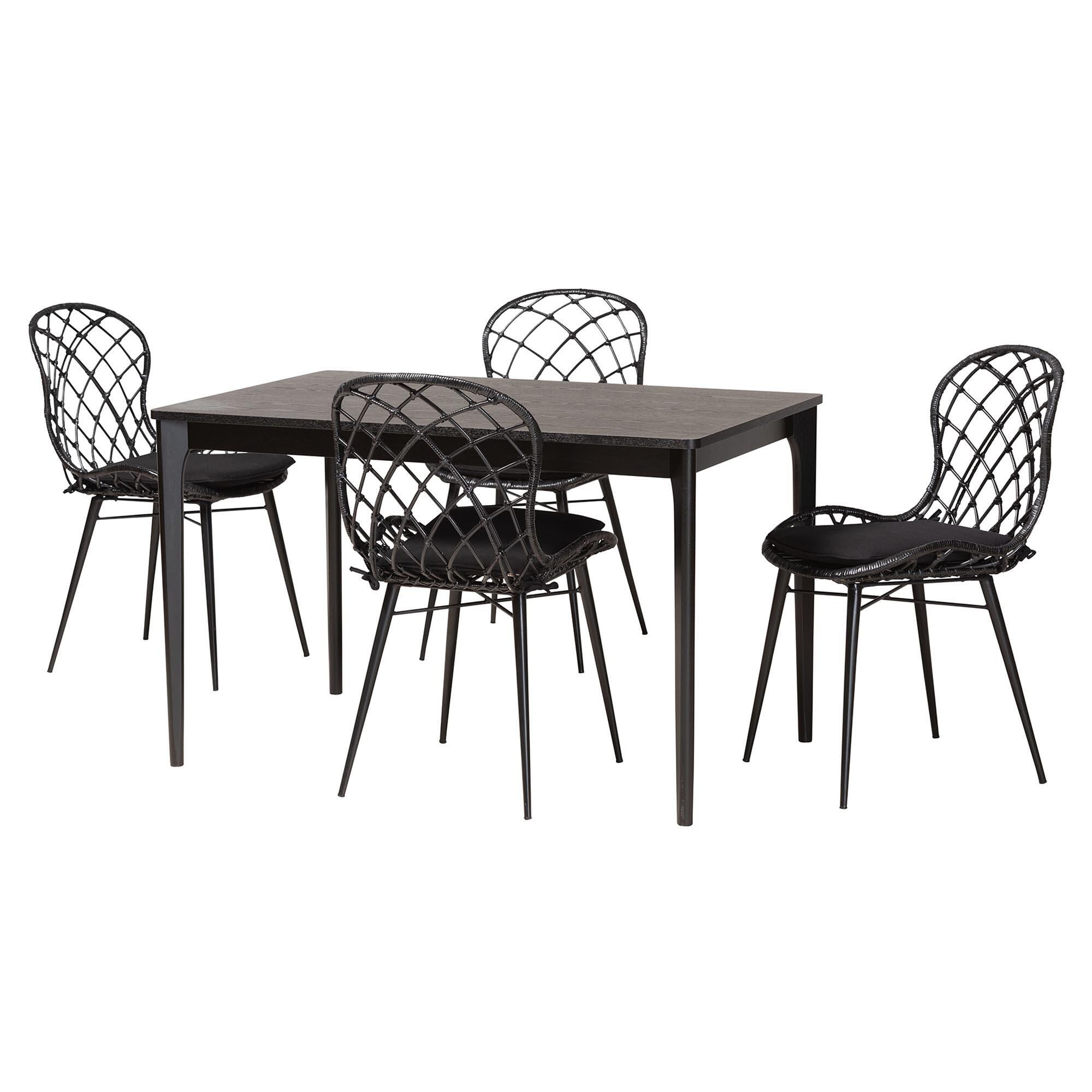 Bali & Pari Sabelle Dining Table and 4 Openwork Backrests Chairs, , large