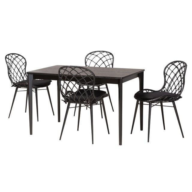 Bali & Pari Sabelle Dining Table and 4 Openwork Backrests Chairs