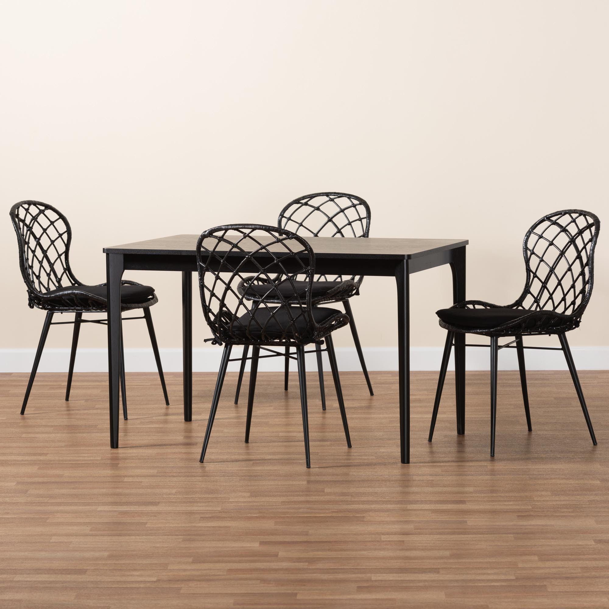 Bali & Pari Sabelle Dining Table and 4 Openwork Backrests Chairs, , large