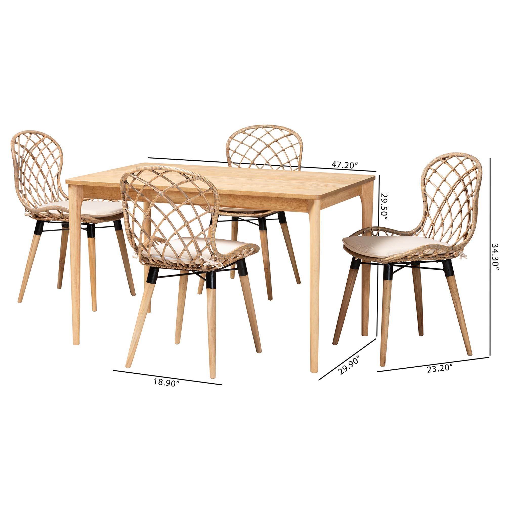 Bali & Pari Sabelle Dining Table and 4 Chairs, , large
