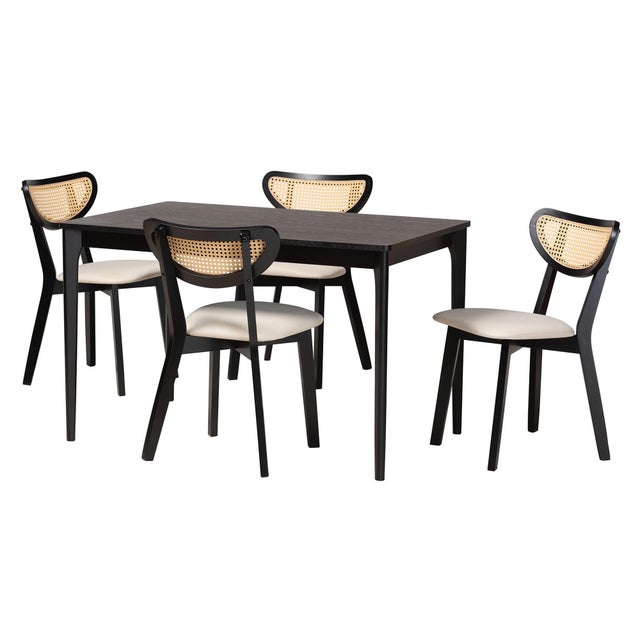 Baxton Studio Dannell Dining Table and 4 Crescent backrest Chairs